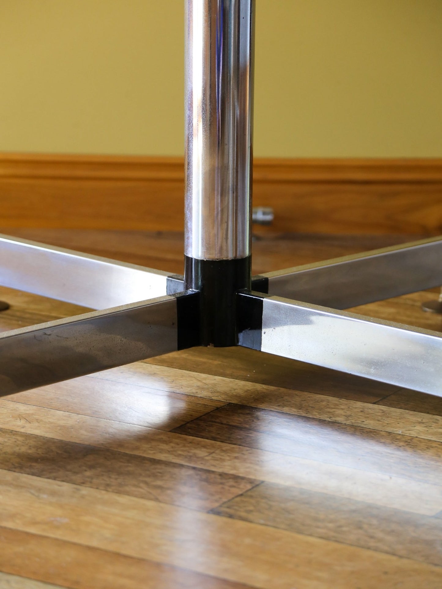 Italian Green Marble Dining Table with Chrome Base - Lumini Collections