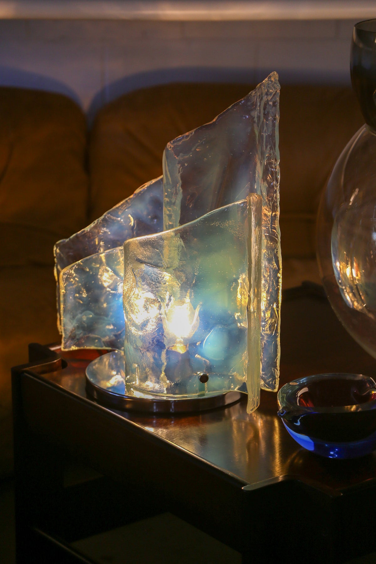Carlo Nason Murano Glass & Chrome Table Lamp, Mazzega 1960s - Lumini Collections