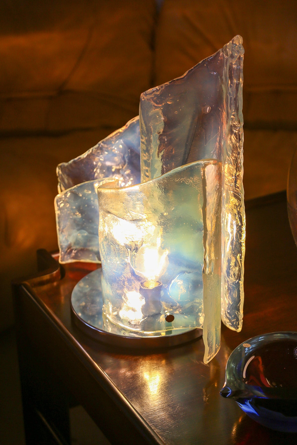Carlo Nason Murano Glass & Chrome Table Lamp, Mazzega 1960s - Lumini Collections