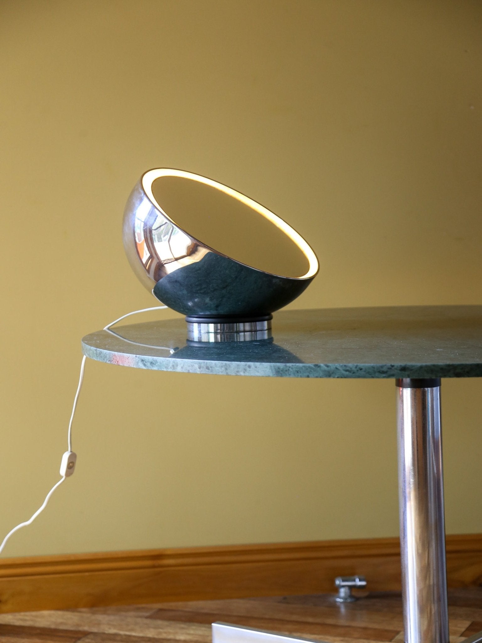 Italian Space Age Chrome Illuminated Vanity Mirror Table Lamp - Lumini Collections
