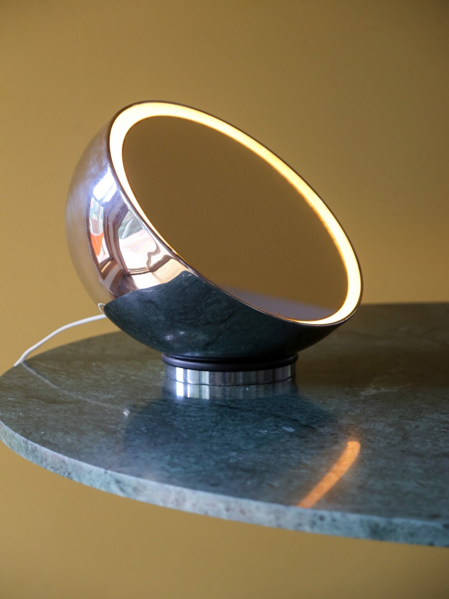 Italian Space Age Chrome Illuminated Vanity Mirror Table Lamp - Lumini Collections