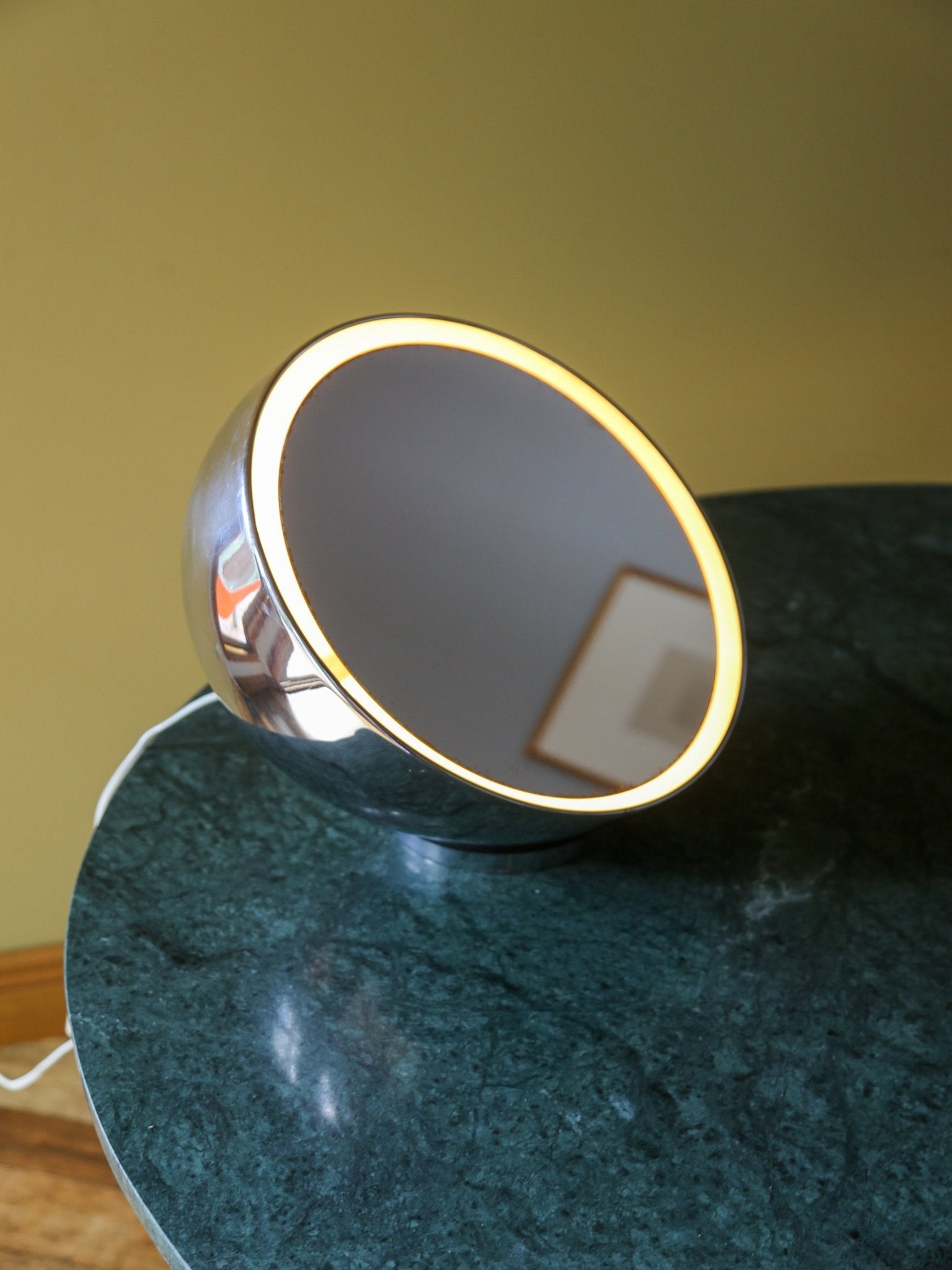 Italian Space Age Chrome Illuminated Vanity Mirror Table Lamp - Lumini Collections
