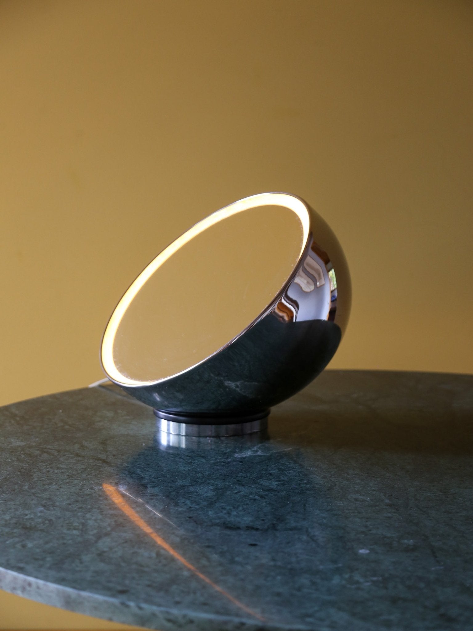 Italian Space Age Chrome Illuminated Vanity Mirror Table Lamp - Lumini Collections