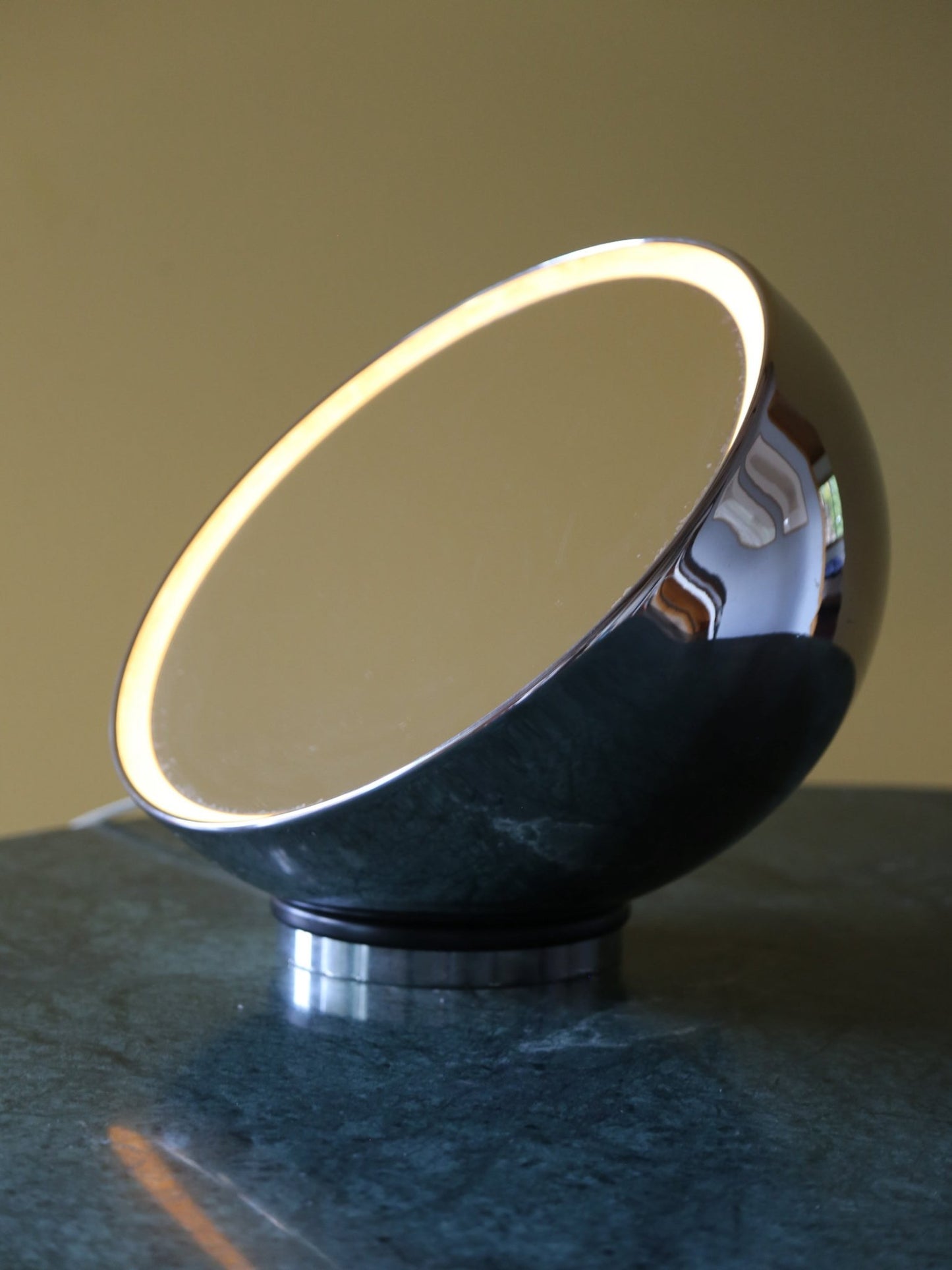 Italian Space Age Chrome Illuminated Vanity Mirror Table Lamp - Lumini Collections