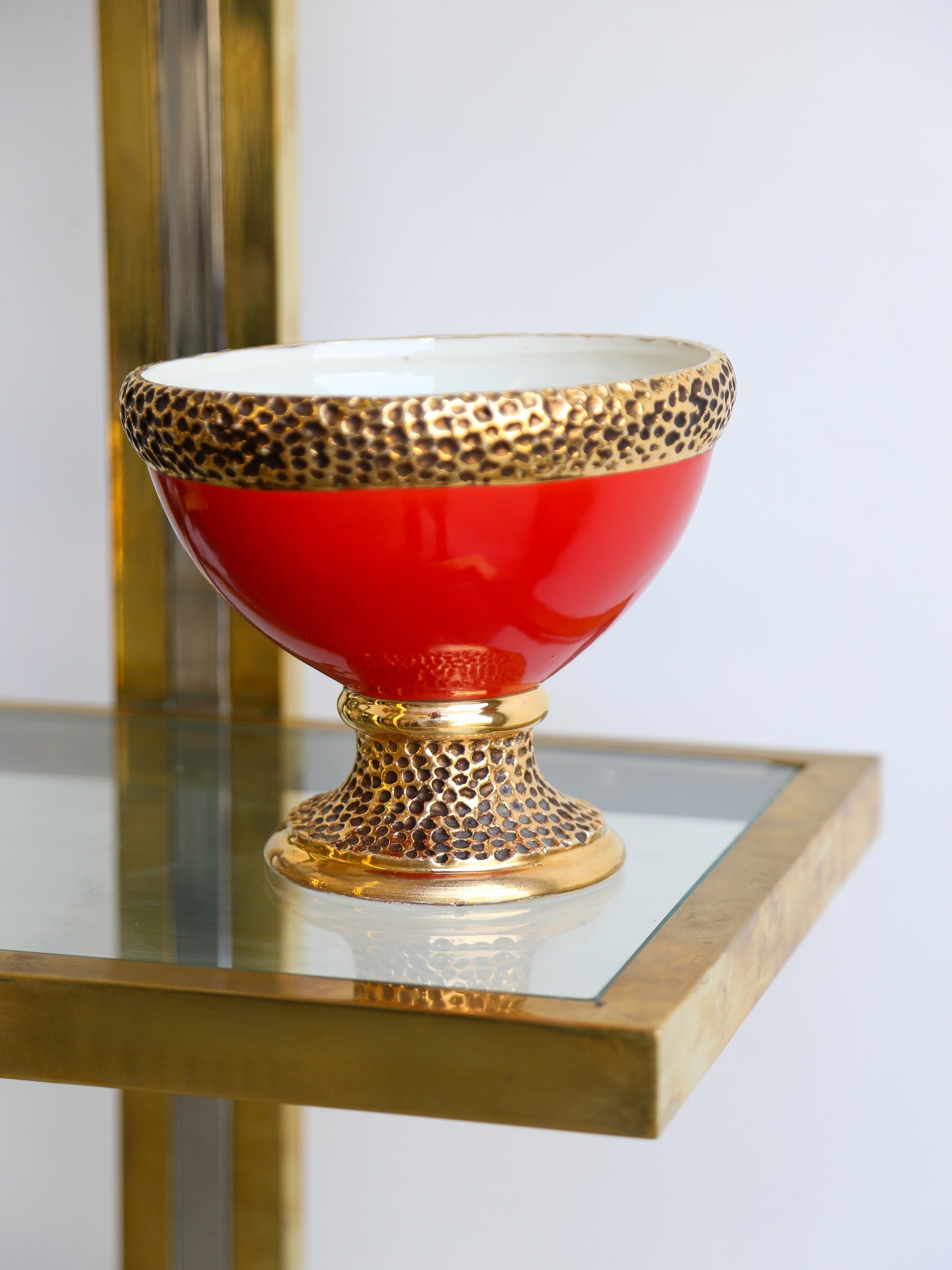 Italian Ceramic Red Bowl by Porcellane Canova Padova Italia