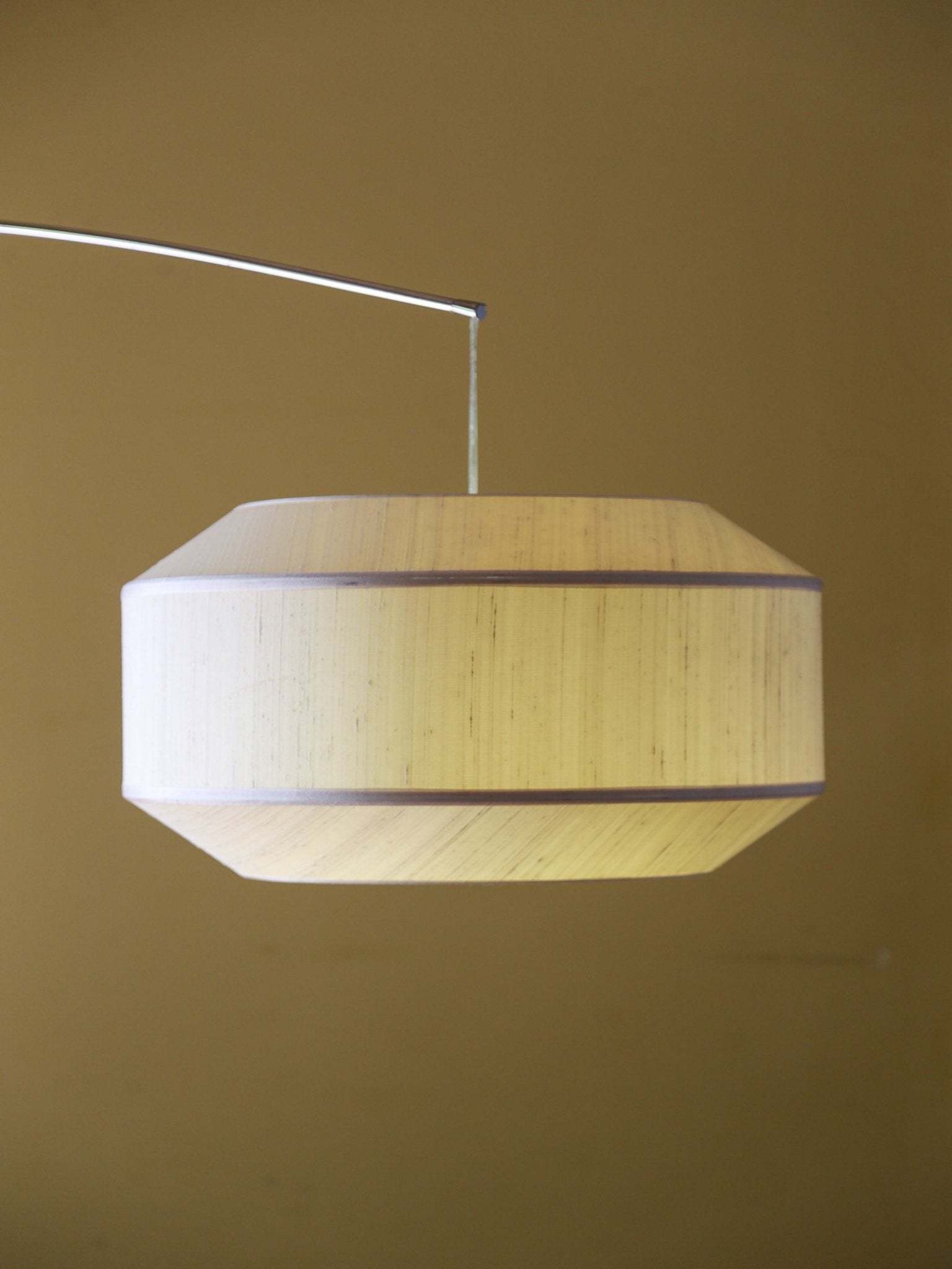 Italian Mid - Century Chrome Arc Floor Lamp with Suspended Shade - Lumini Collections