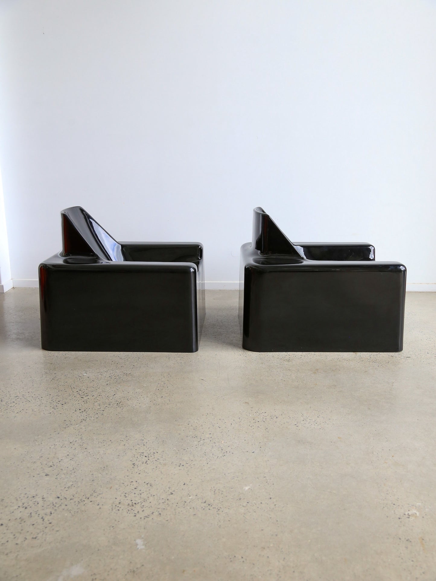 Piero Gatti & Franco Teodoro Set of Two Balck Fiberglass Armchairs