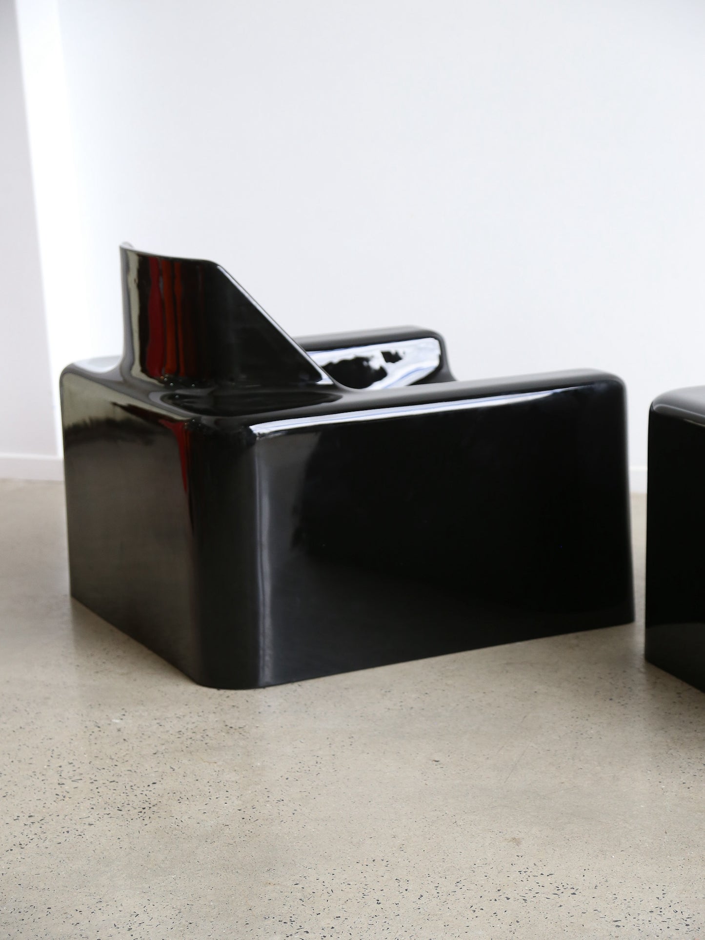 Piero Gatti & Franco Teodoro Set of Two Balck Fiberglass Armchairs