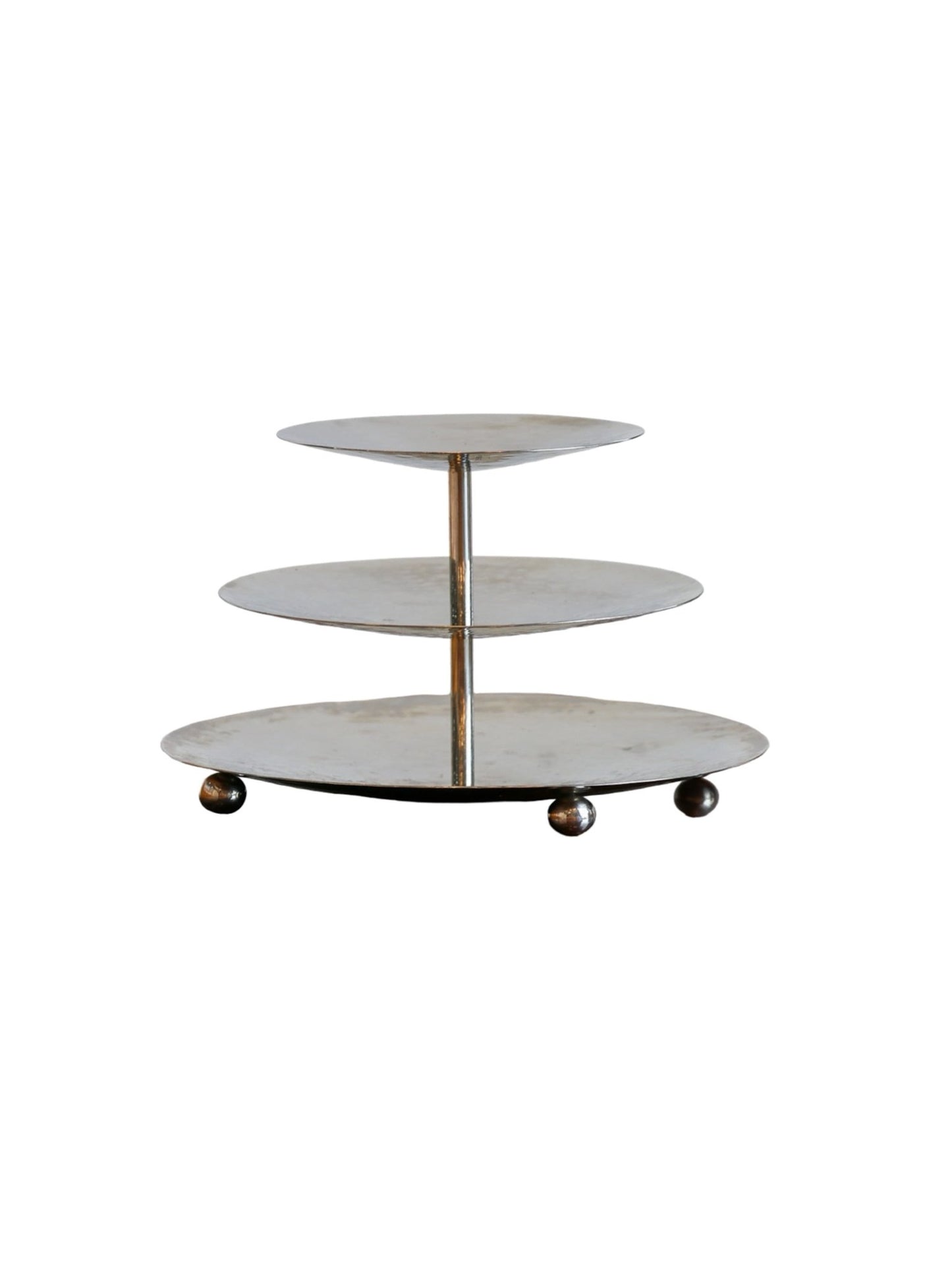 Zeher Hammered Chrome Three - Tier Side Table, 1970s - Lumini Collections