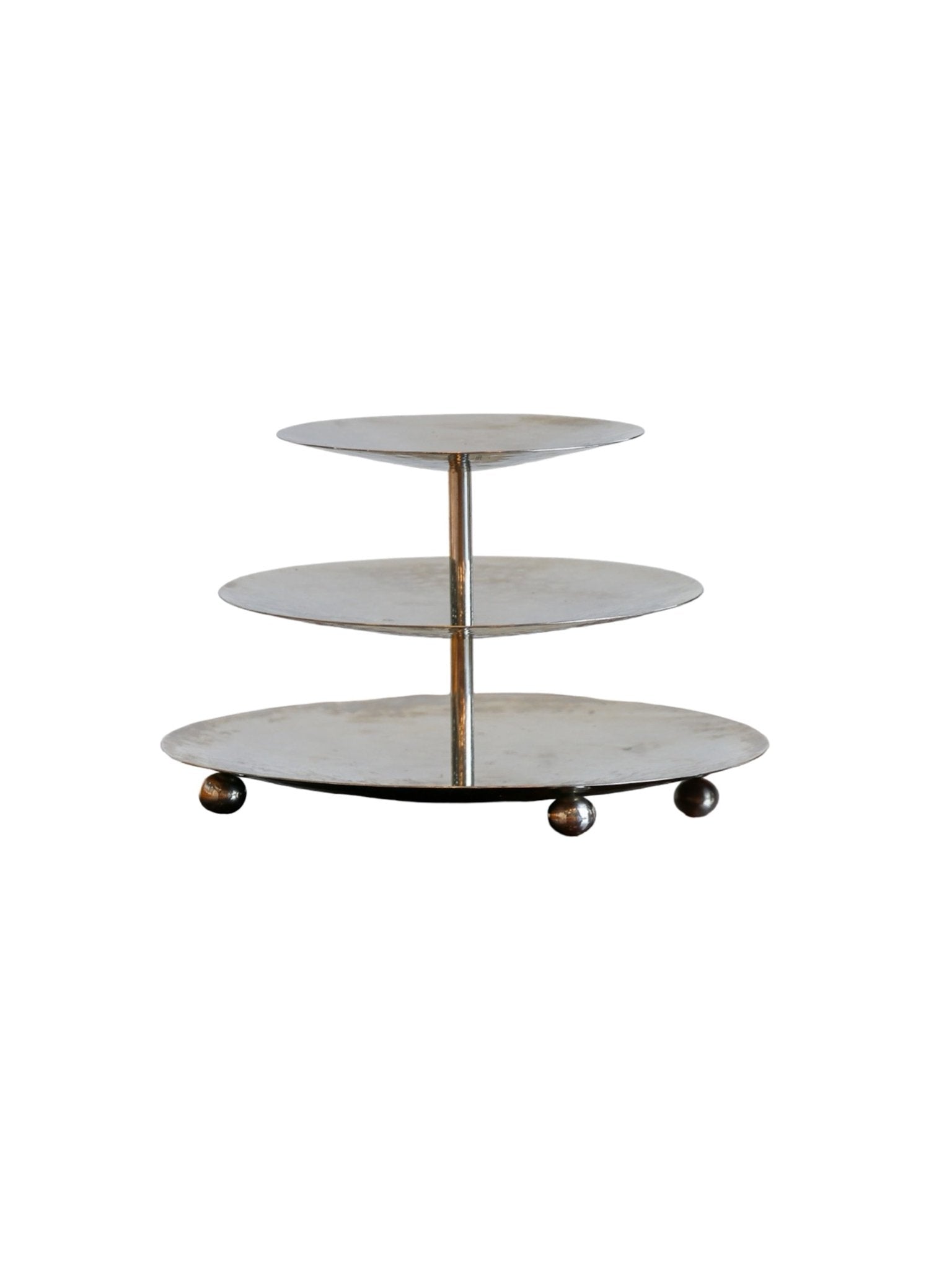 Zeher Hammered Chrome Three - Tier Side Table, 1970s - Lumini Collections