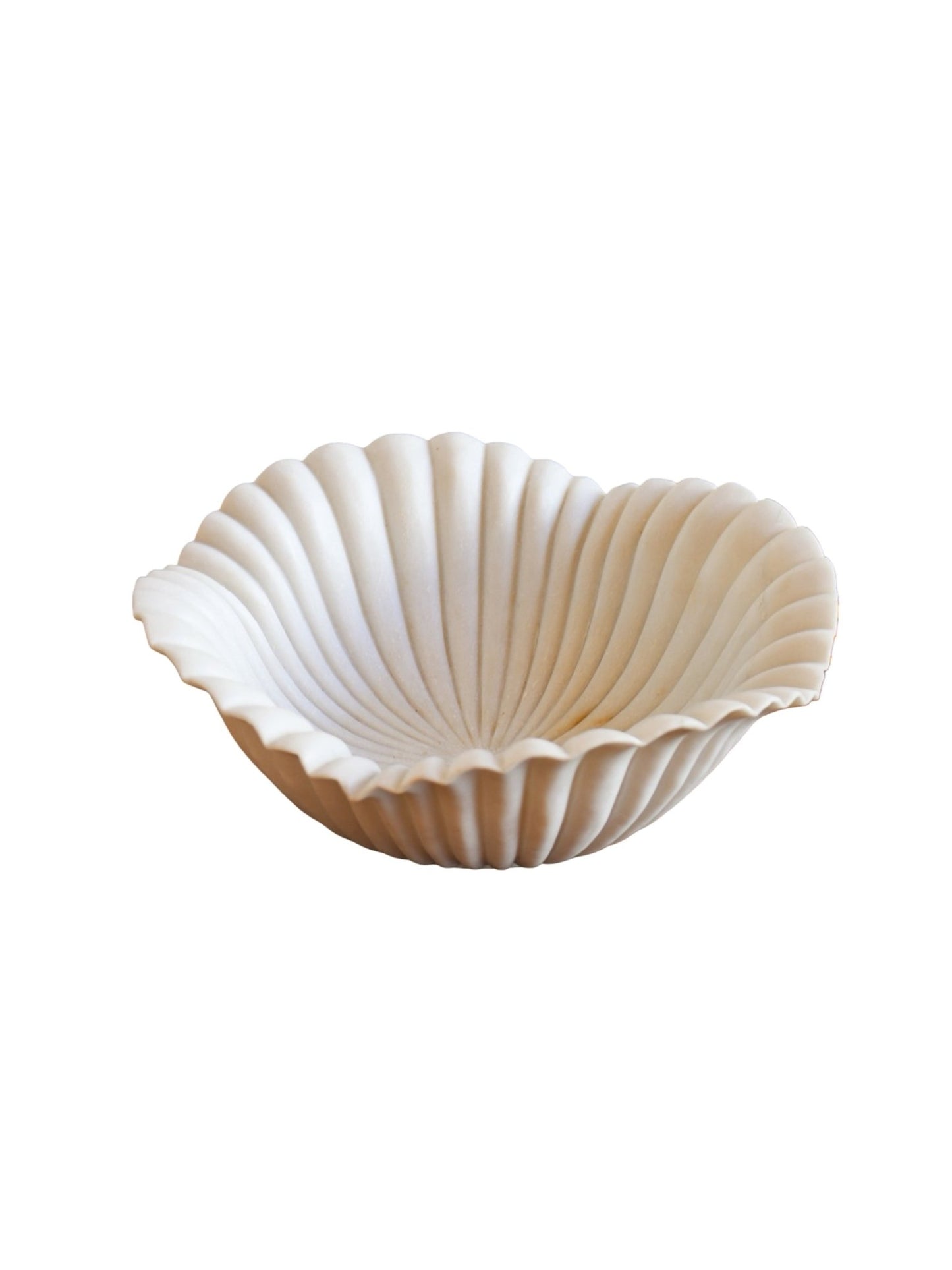 Italian White Marble Large Shell Bowl, 1970s - Lumini Collections