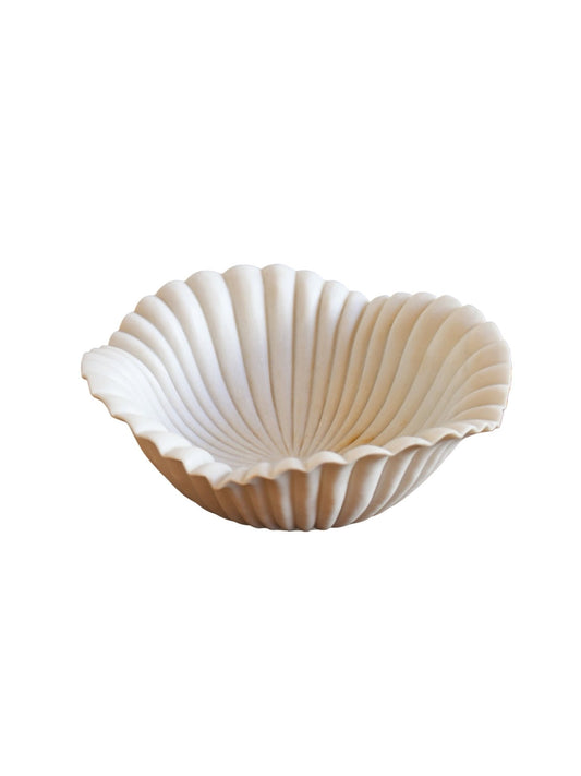 Italian White Marble Large Shell Bowl, 1970s - Lumini Collections