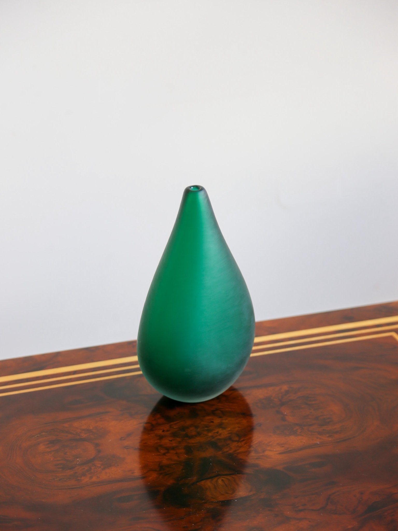 Salviati Murano Green Satin Glass Vase, Italy 1970s - Lumini Collections
