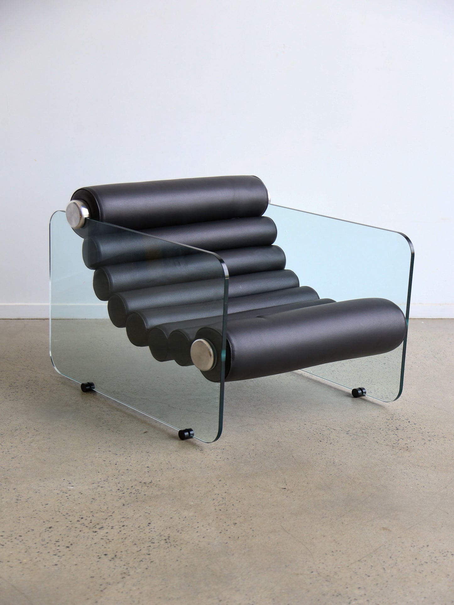 Hyaline Armchair by Fabio Lenci for Standing Italy in Black Leather 1970's