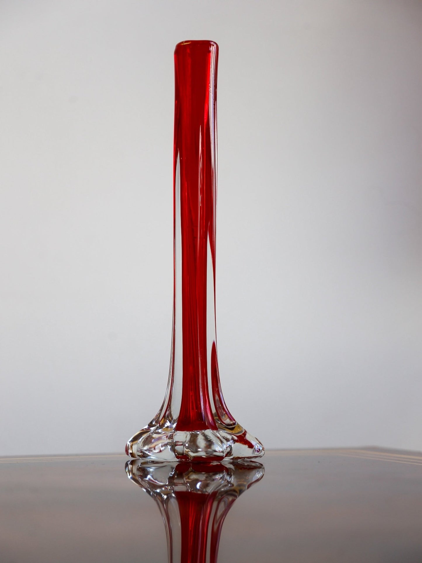 Pair of Murano Ruby Red Glass Bud Vases, Italy 1970s - Lumini Collections