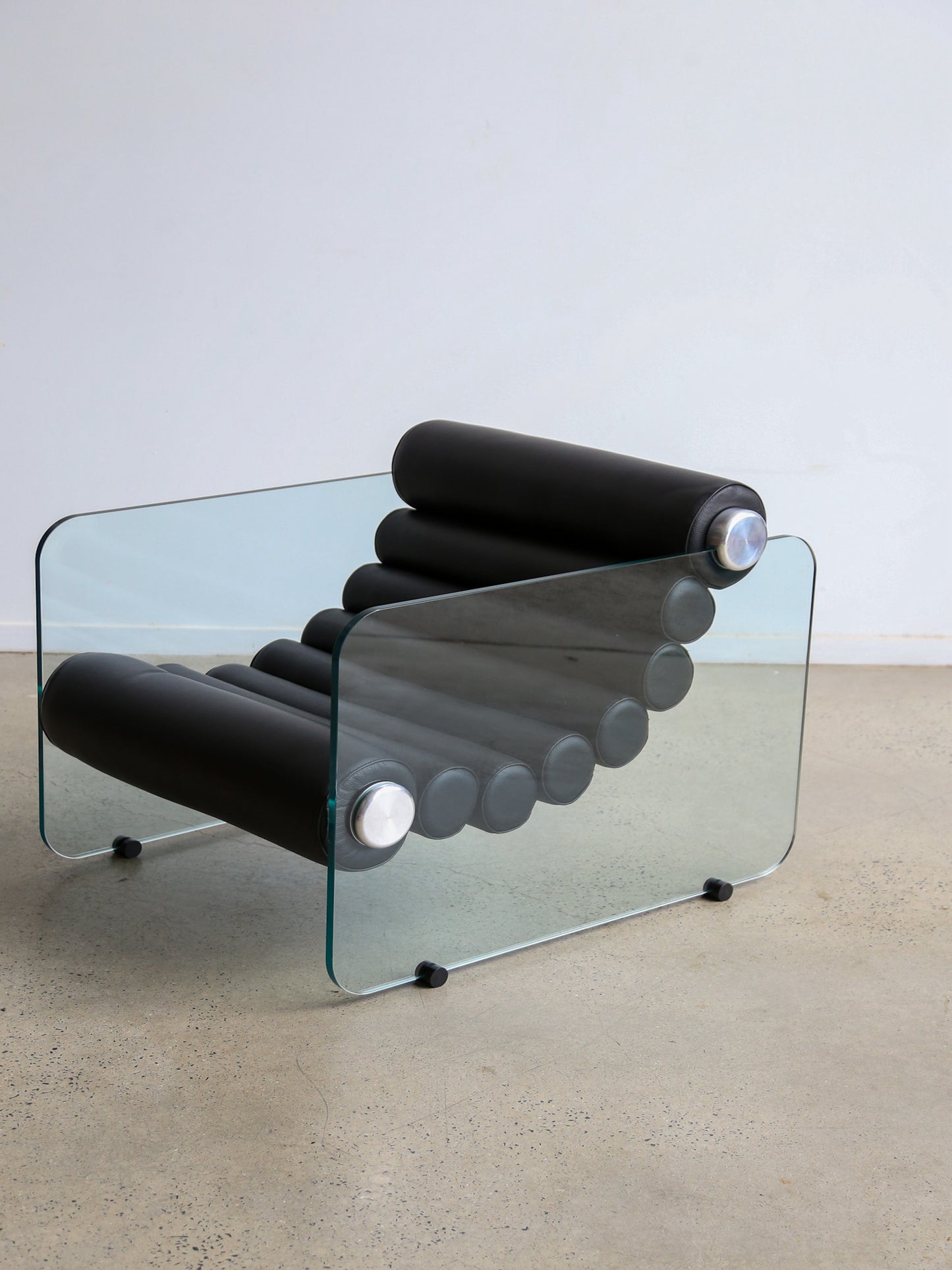 Hyaline Armchair by Fabio Lenci for Standing Italy in Black Leather 1970's