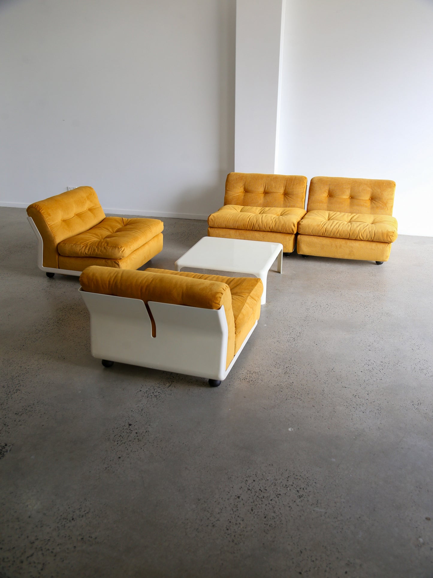 Amanta Modular Sofa in Yellow Velvet & White Frame By Mario Bellini for B&B Italia
