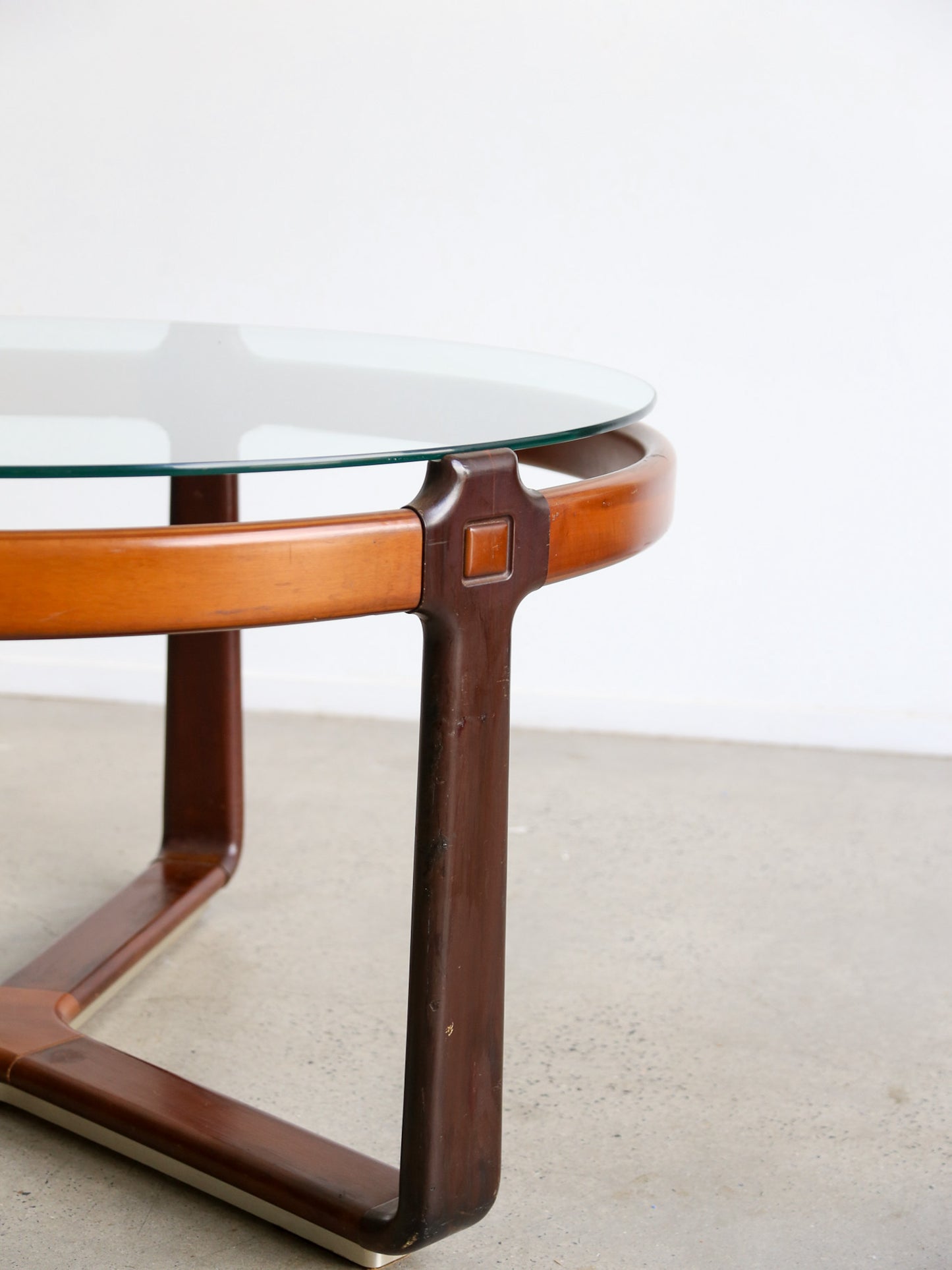 Round Dining Table by Collezioni Ceccotti with Glass Top and Timber Frame