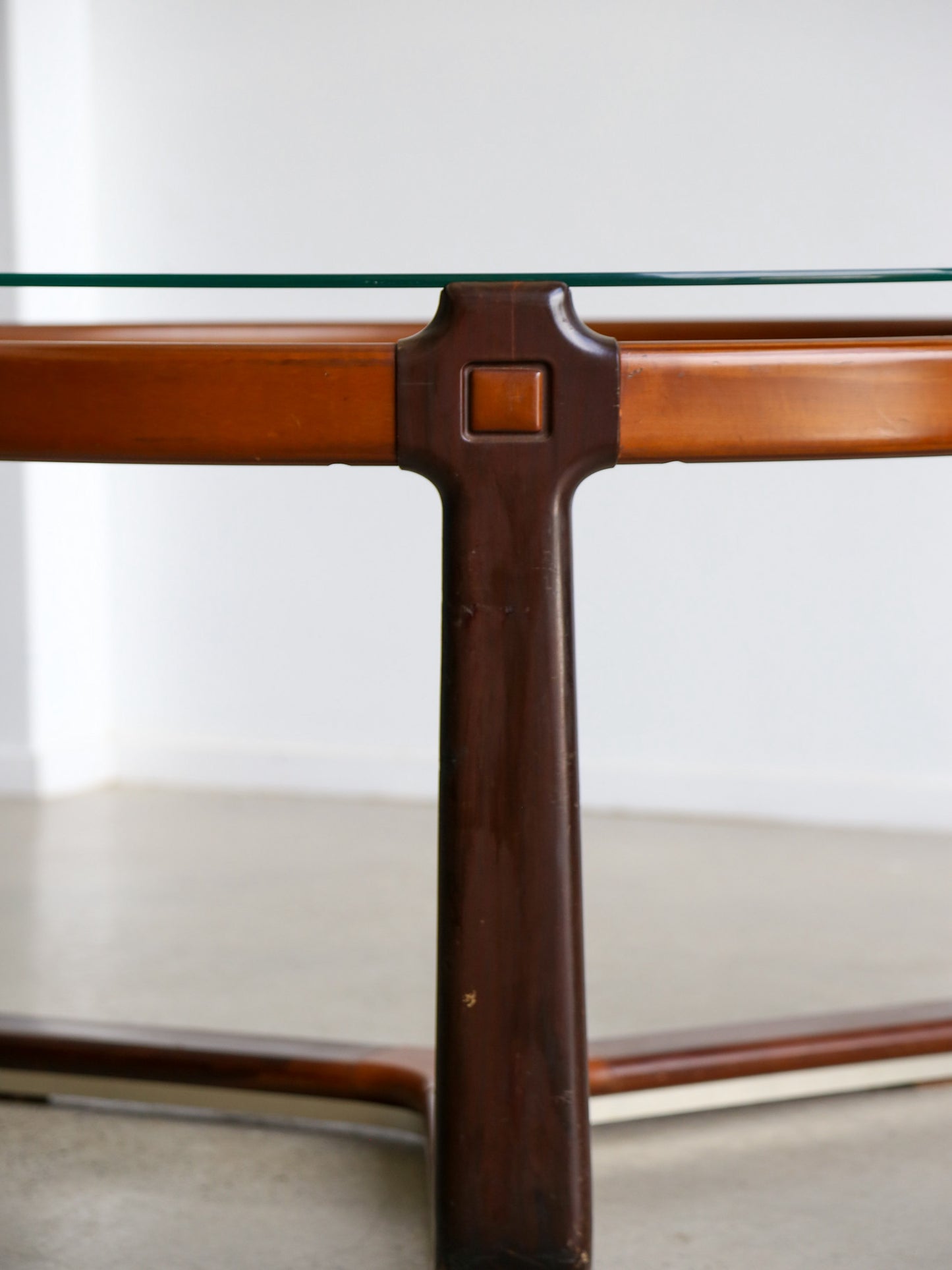 Round Dining Table by Collezioni Ceccotti with Glass Top and Timber Frame