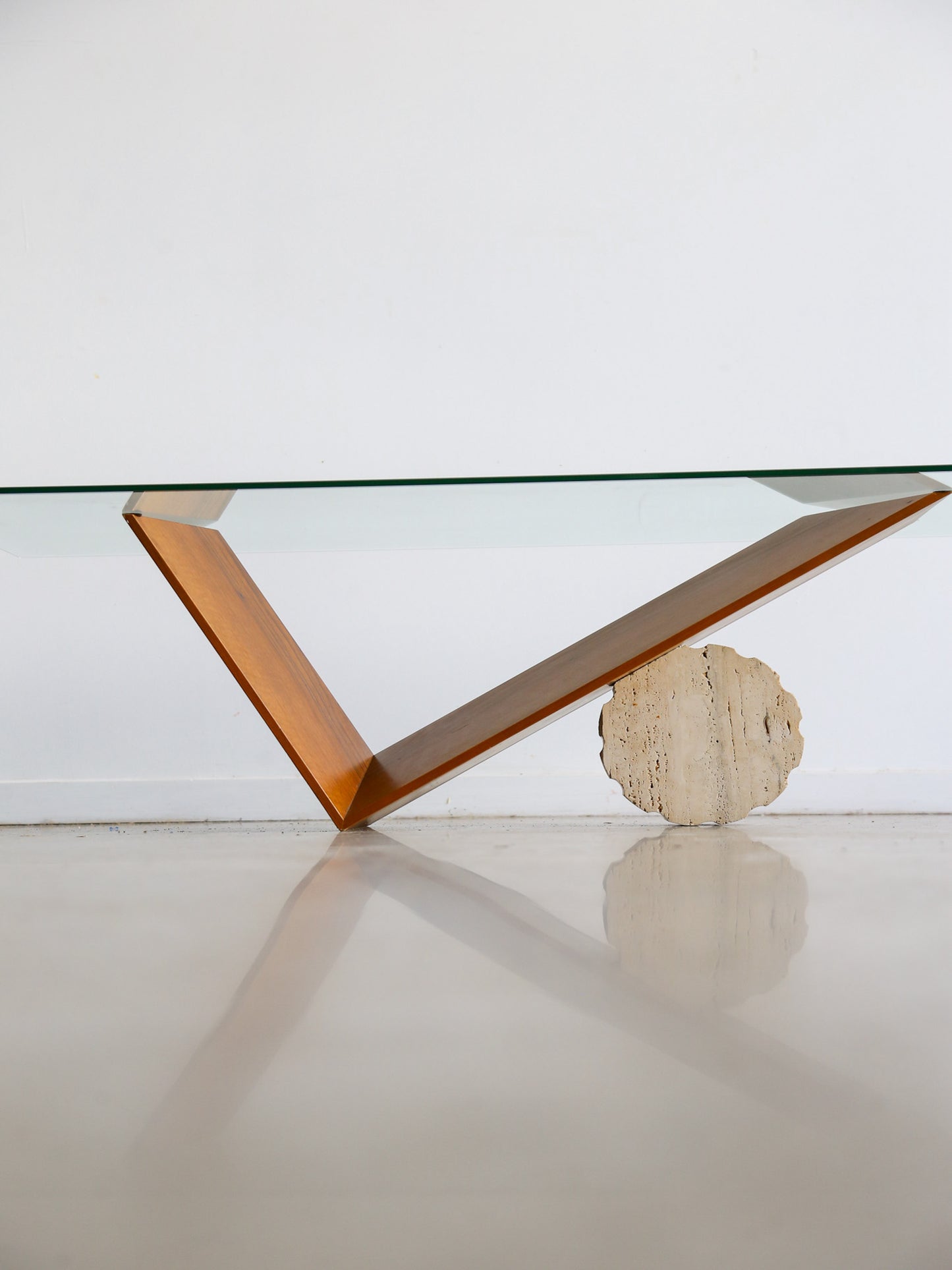 Valentino Coffee Table by Emanuele Zenere for Cattelan Italia in Travertine and Wood