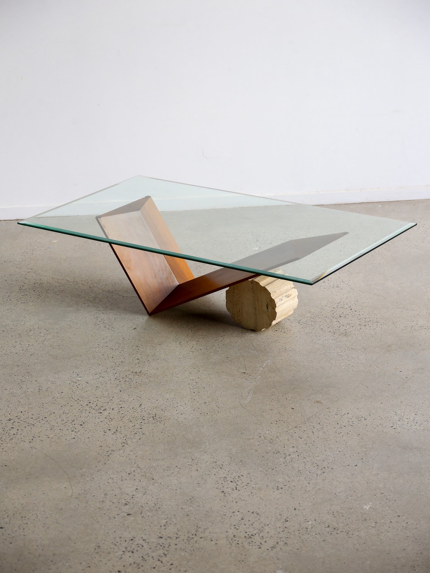 Valentino Coffee Table by Emanuele Zenere for Cattelan Italia in Travertine and Wood