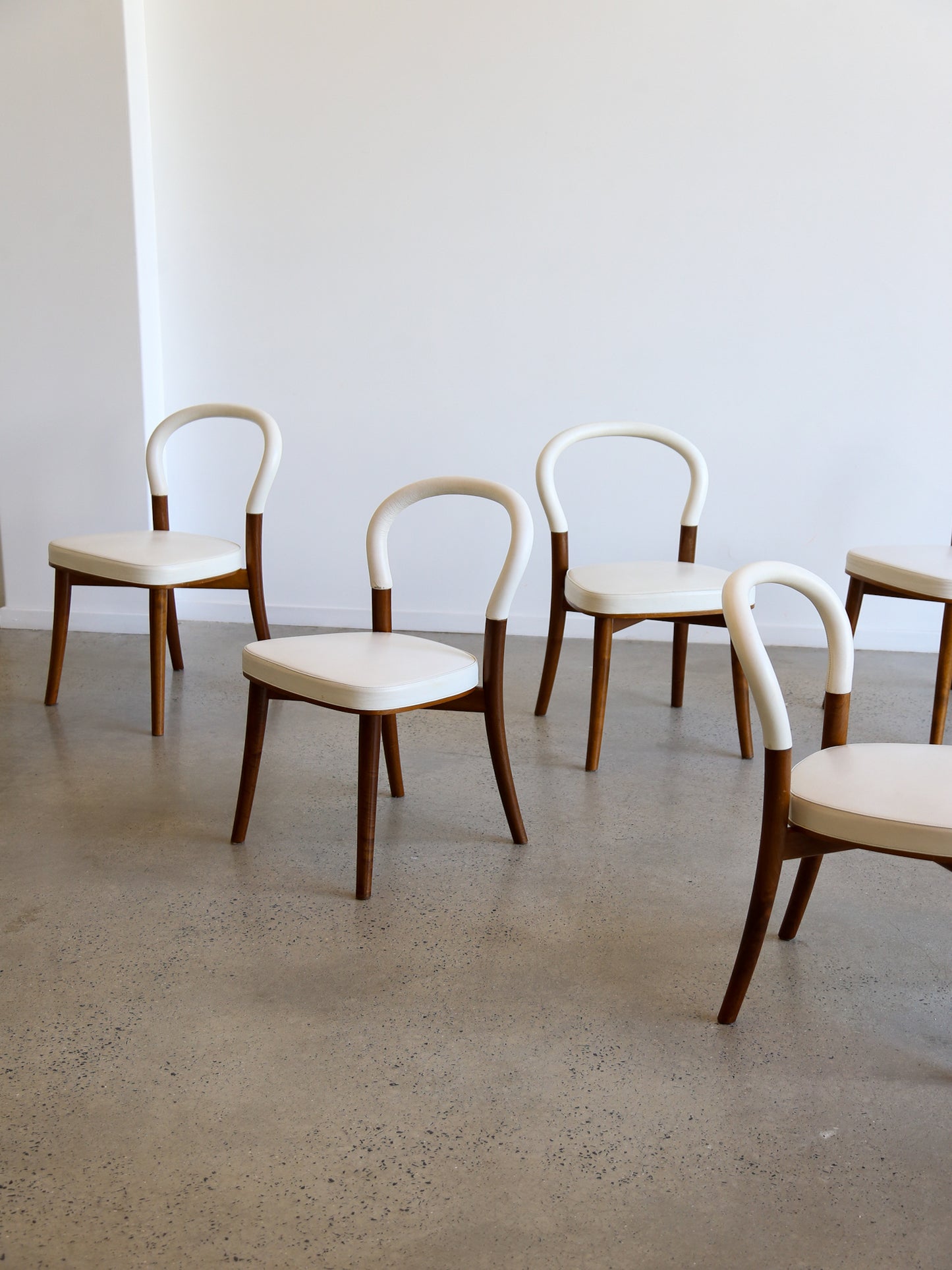 Erik Gunnar Asplund set of six "501 Göteborg" White Leather Dining chairs for Cassina Italy