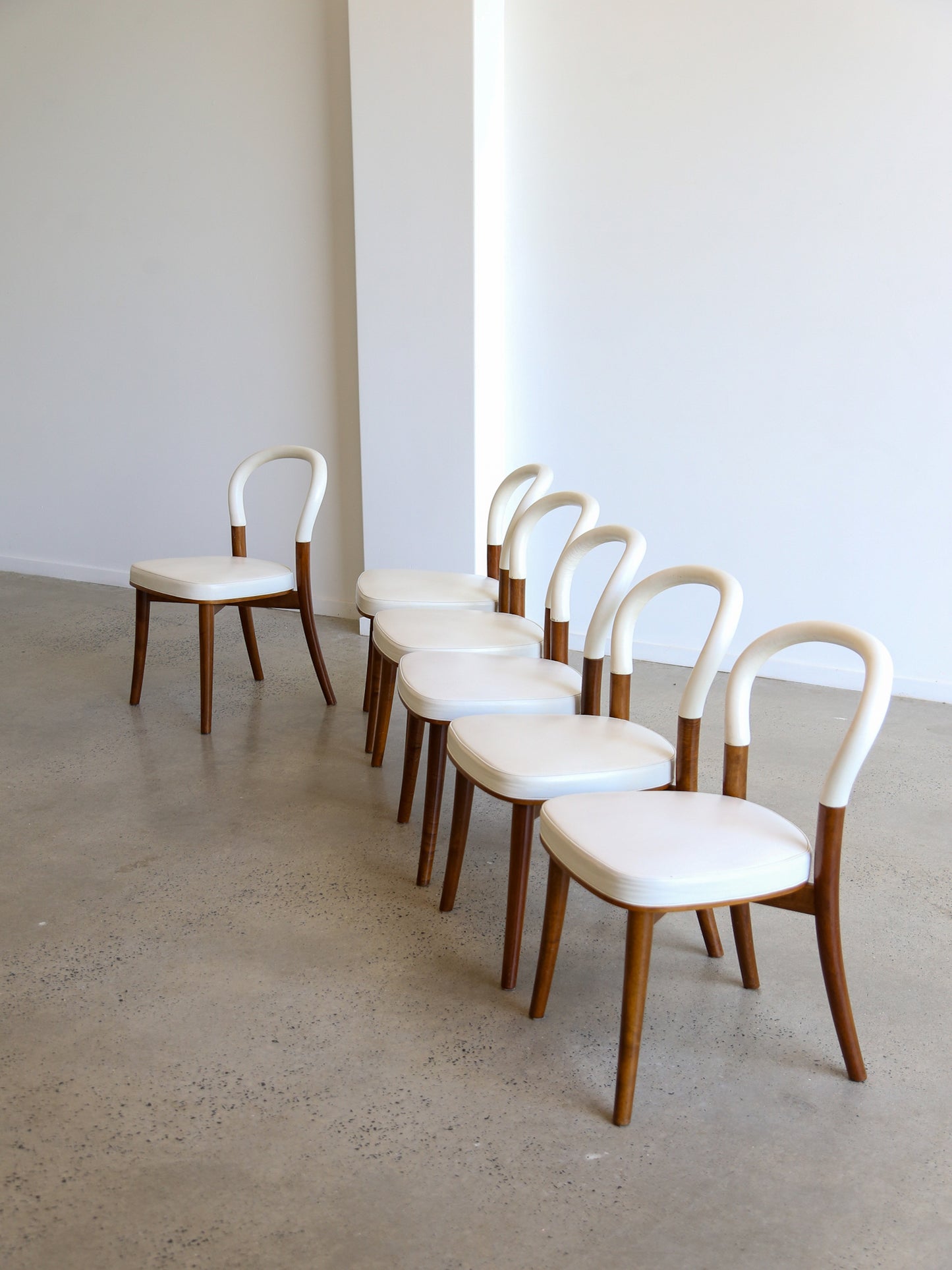 Erik Gunnar Asplund set of six "501 Göteborg" White Leather Dining chairs for Cassina Italy