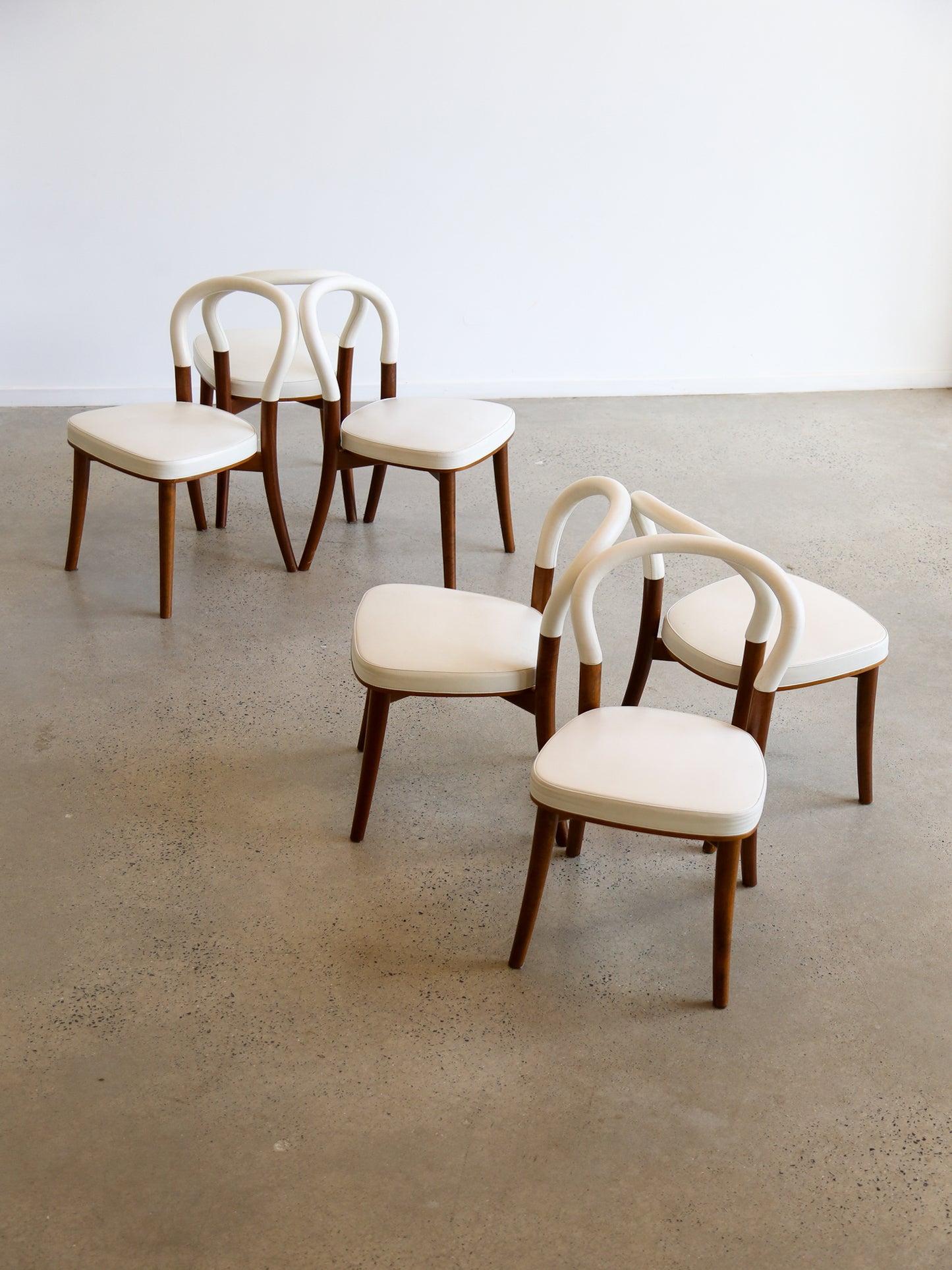 Erik Gunnar Asplund set of six "501 Göteborg" White Leather Dining chairs for Cassina Italy