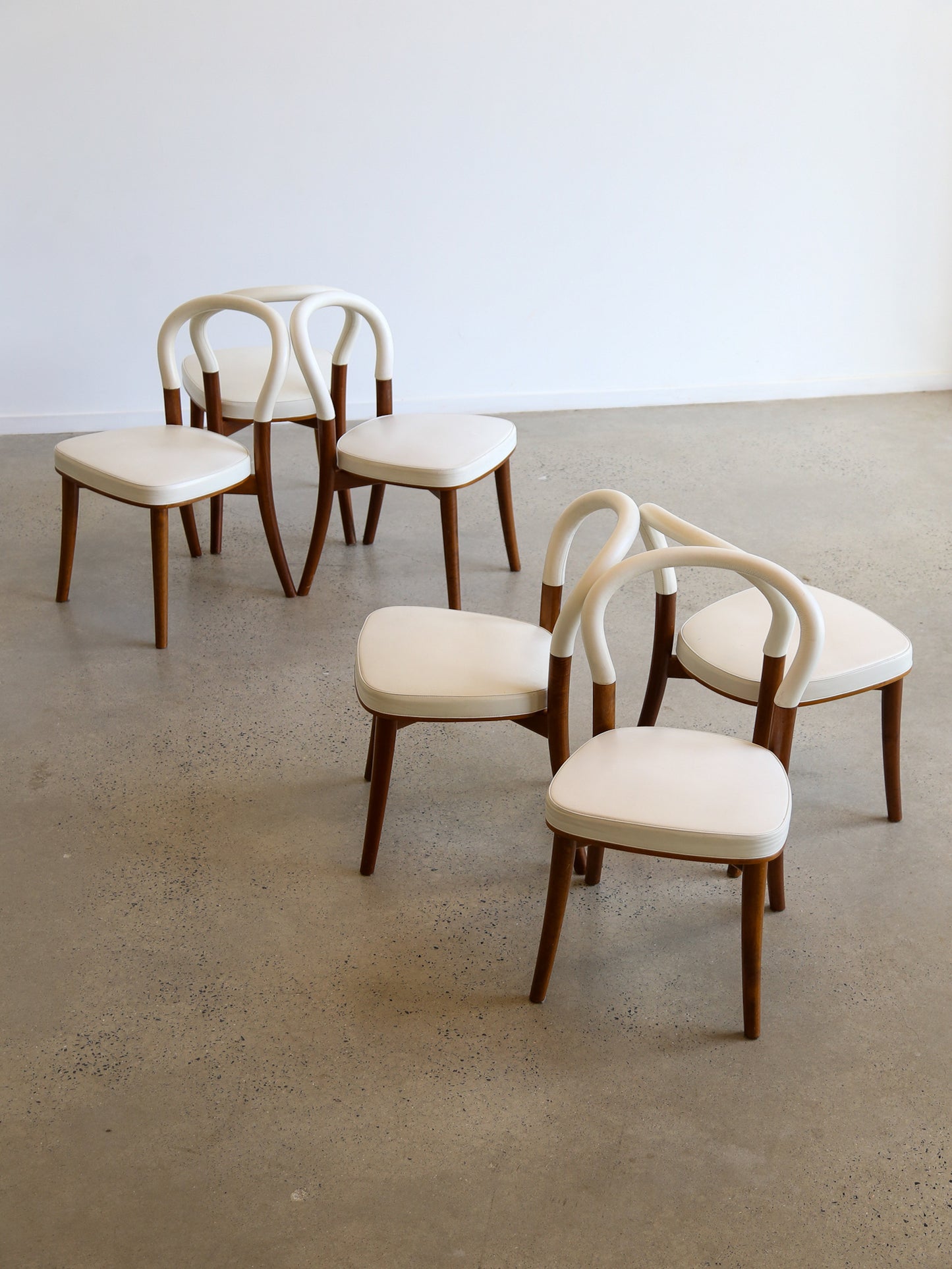 Erik Gunnar Asplund set of six "501 Göteborg" White Leather Dining chairs for Cassina Italy