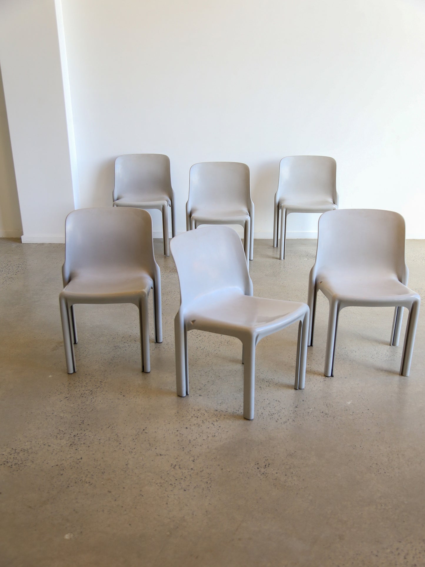 Vico Magistretti for Artemide Selene Set of Six Dining Chairs 1969