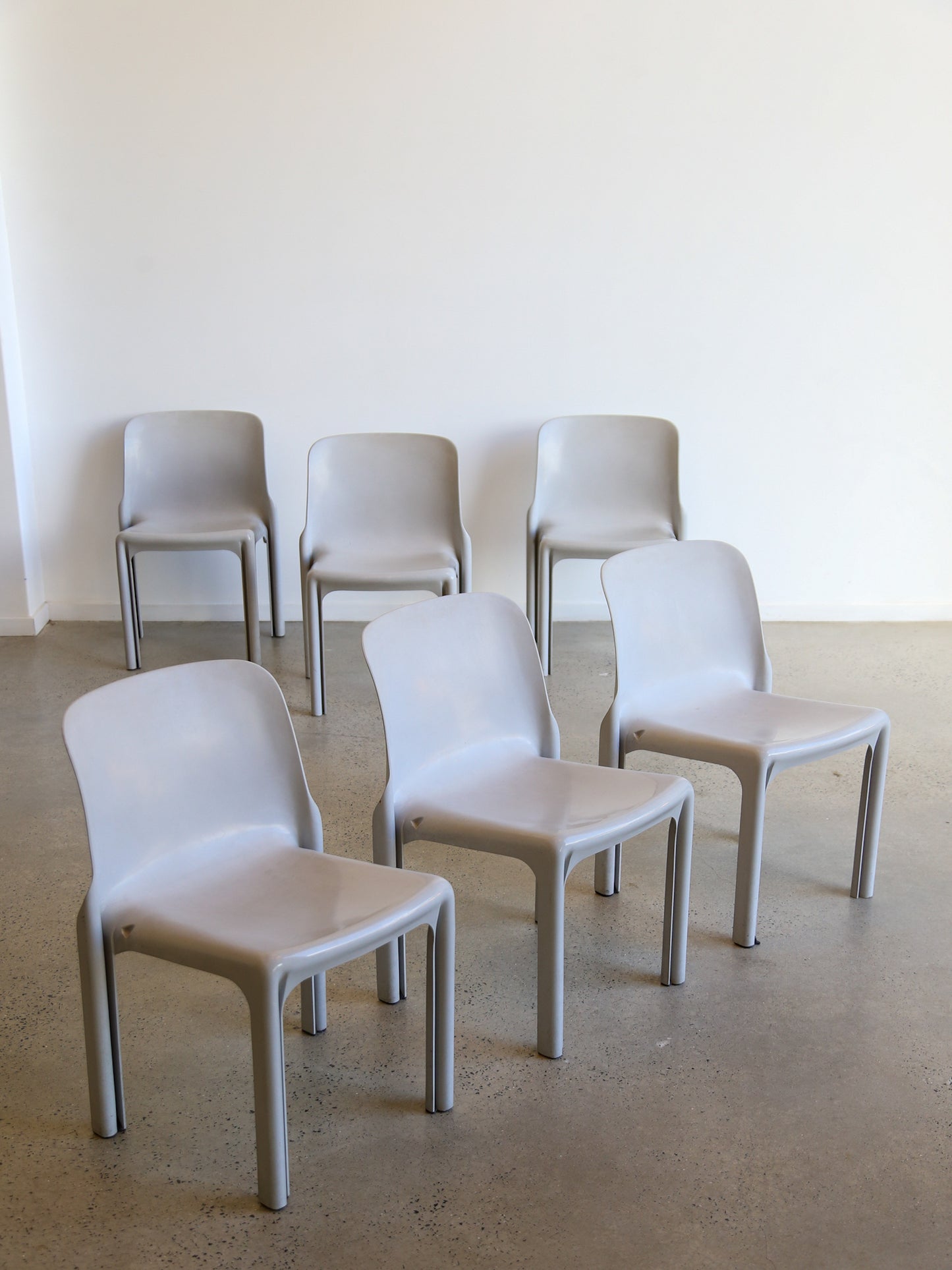 Vico Magistretti for Artemide Selene Set of Six Dining Chairs 1969