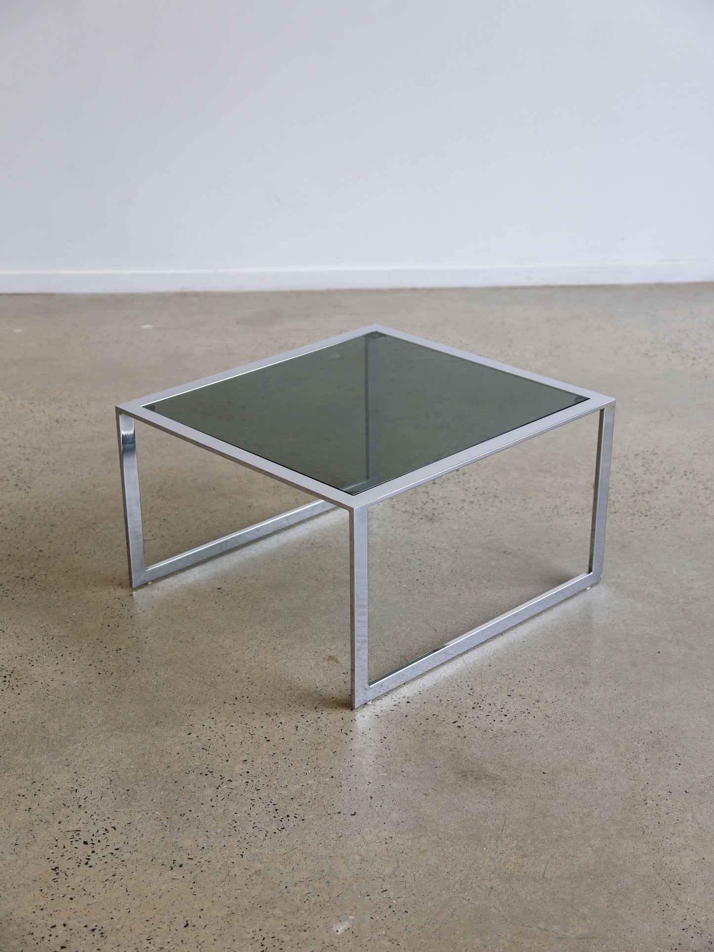 Italian Mid Century Modern Chrome & Smoked Glass Rectangular Coffee Table