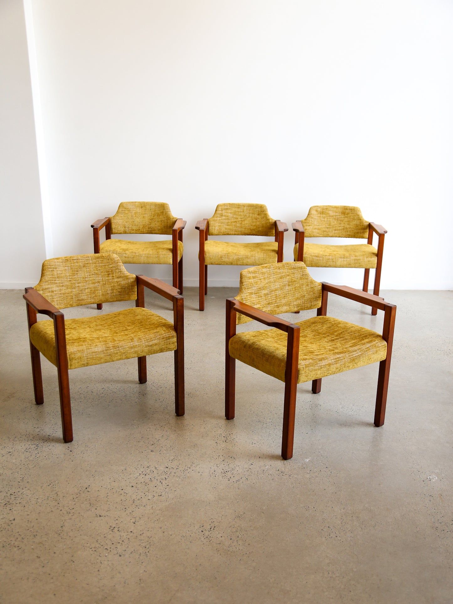 Armchairs by Umberto Brandigi for Poltronova Set of Six Beech & Fabric