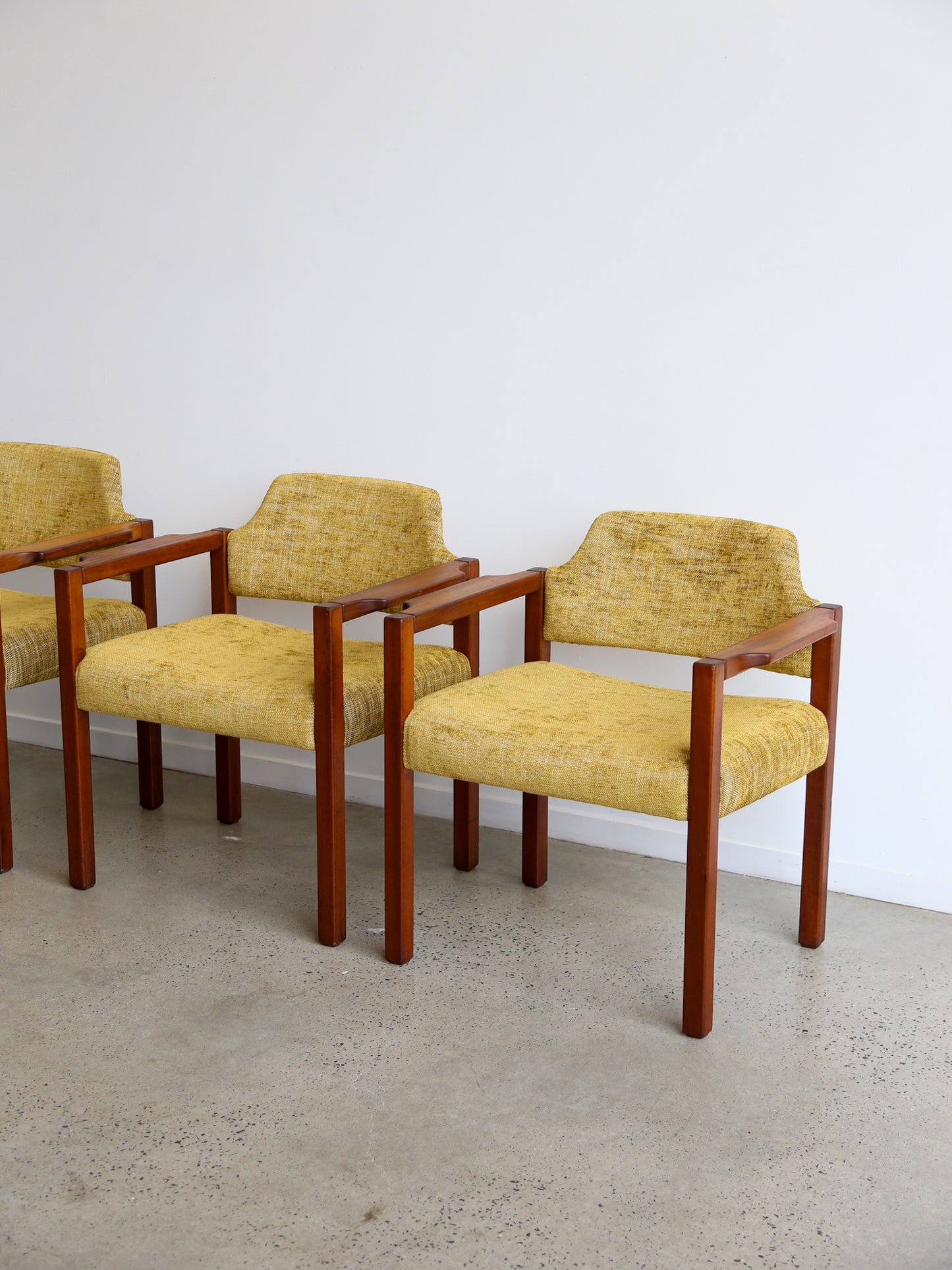 Armchairs by Umberto Brandigi for Poltronova Set of Six Beech & Fabric