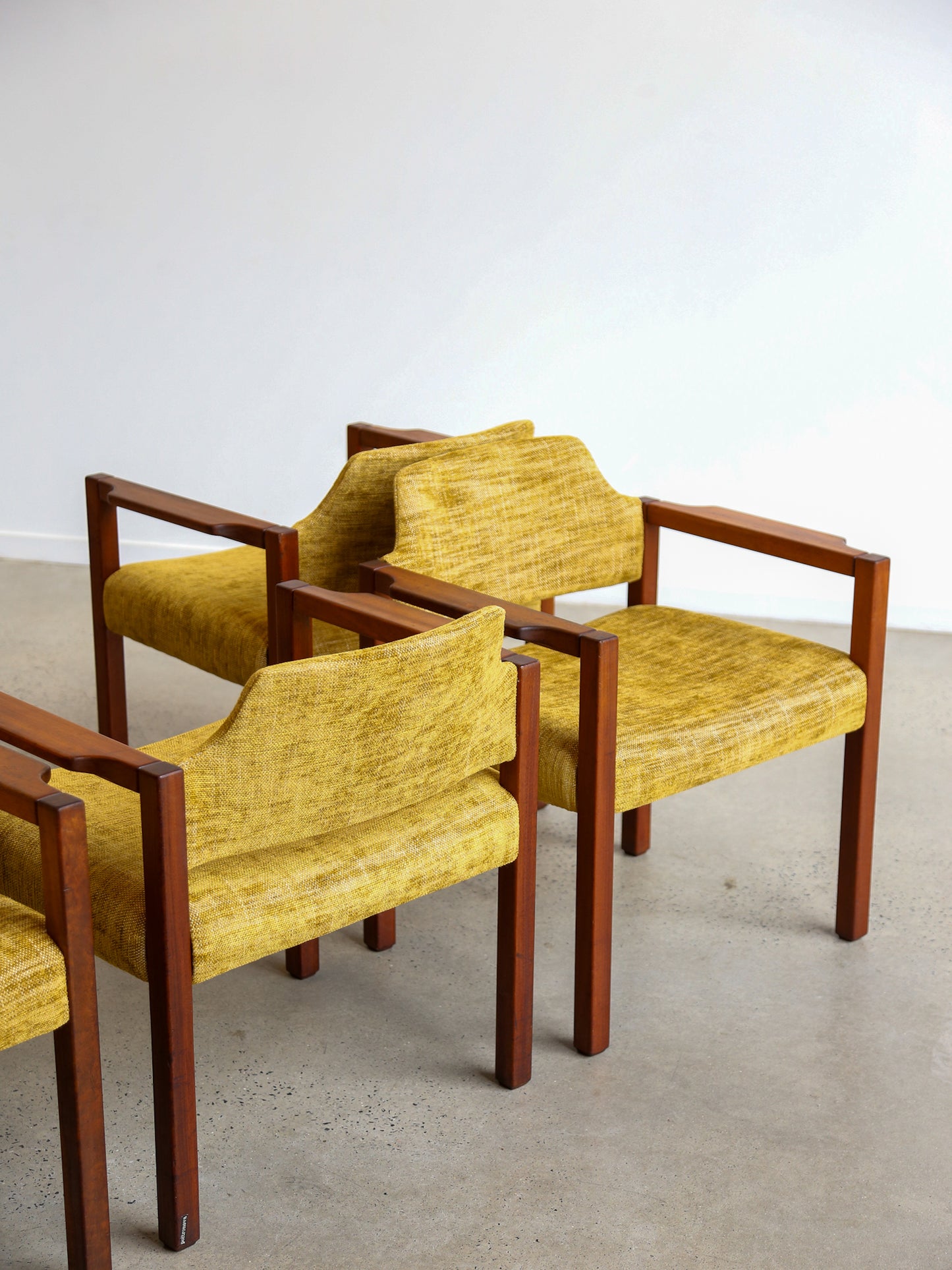 Armchairs by Umberto Brandigi for Poltronova Set of Six Beech & Fabric