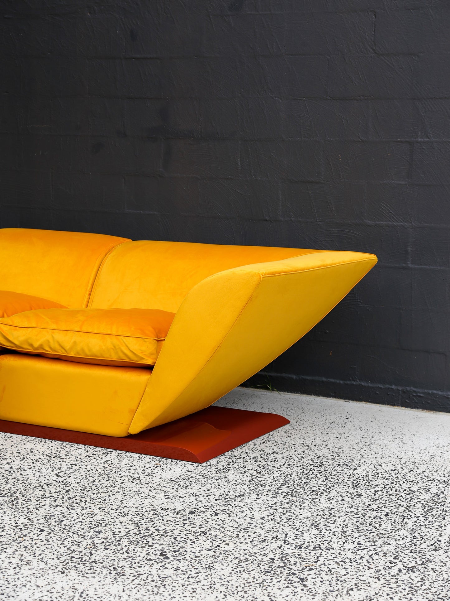 Marzio Cecchi Custom Floating Five Seater Sofa in Mustard Yellow Velvet