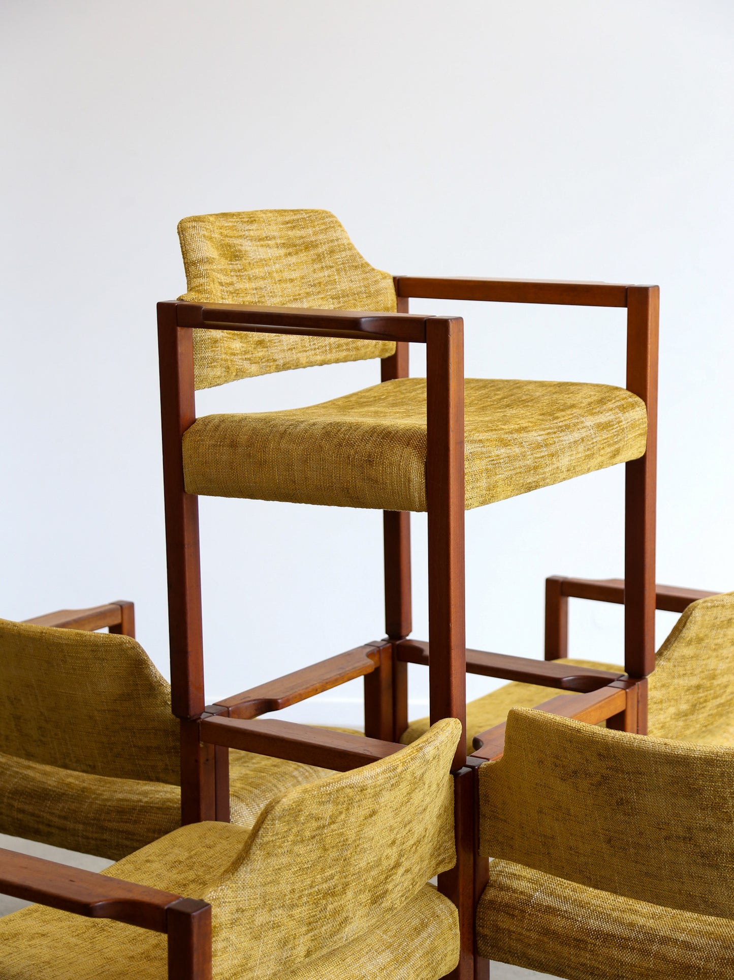 Armchairs by Umberto Brandigi for Poltronova Set of Six Beech & Fabric