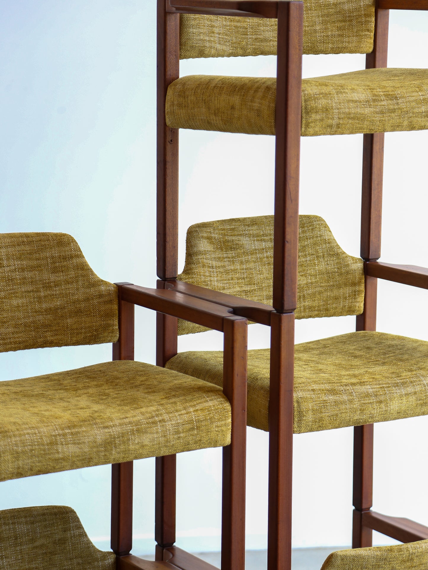 Armchairs by Umberto Brandigi for Poltronova Set of Six Beech & Fabric