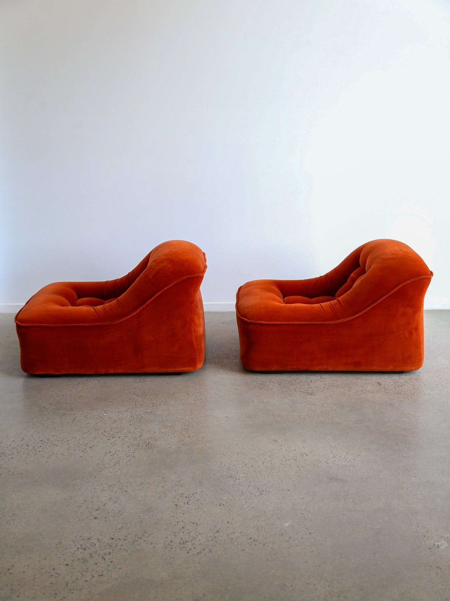 Italian Modular Sofa Model Lando Set of Two in Red Velvet & Abs Plastic