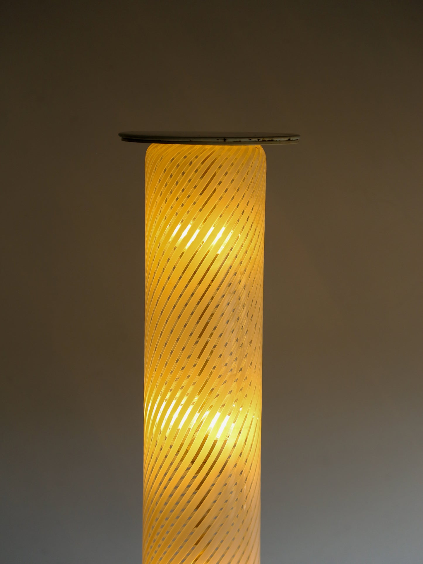 White Tubular Murano Glass Floor Lamp