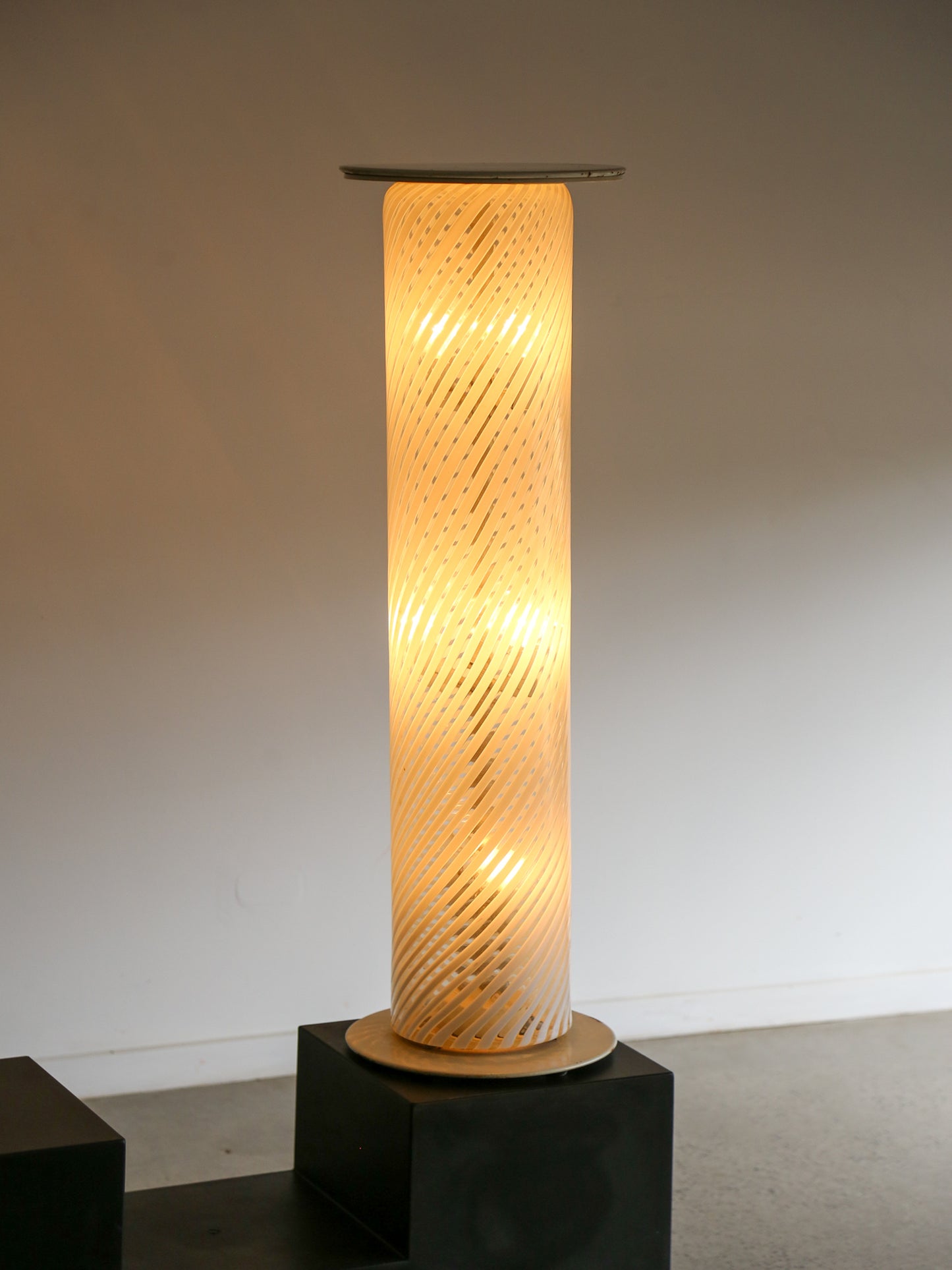 White Tubular Murano Glass Floor Lamp