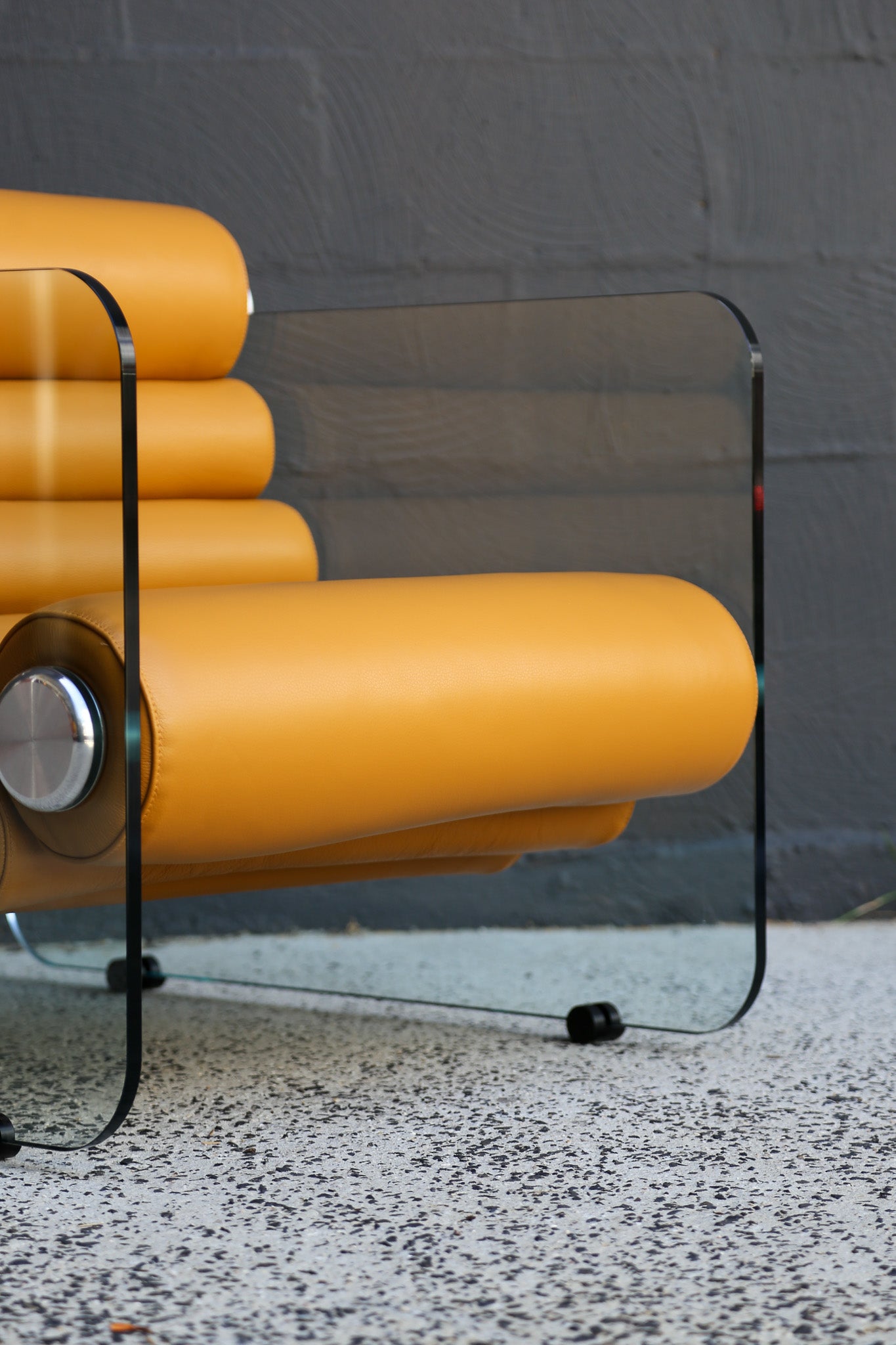 Hyaline Armchair by Fabio Lenci for Standing Italy in Mustard Leather 1970's