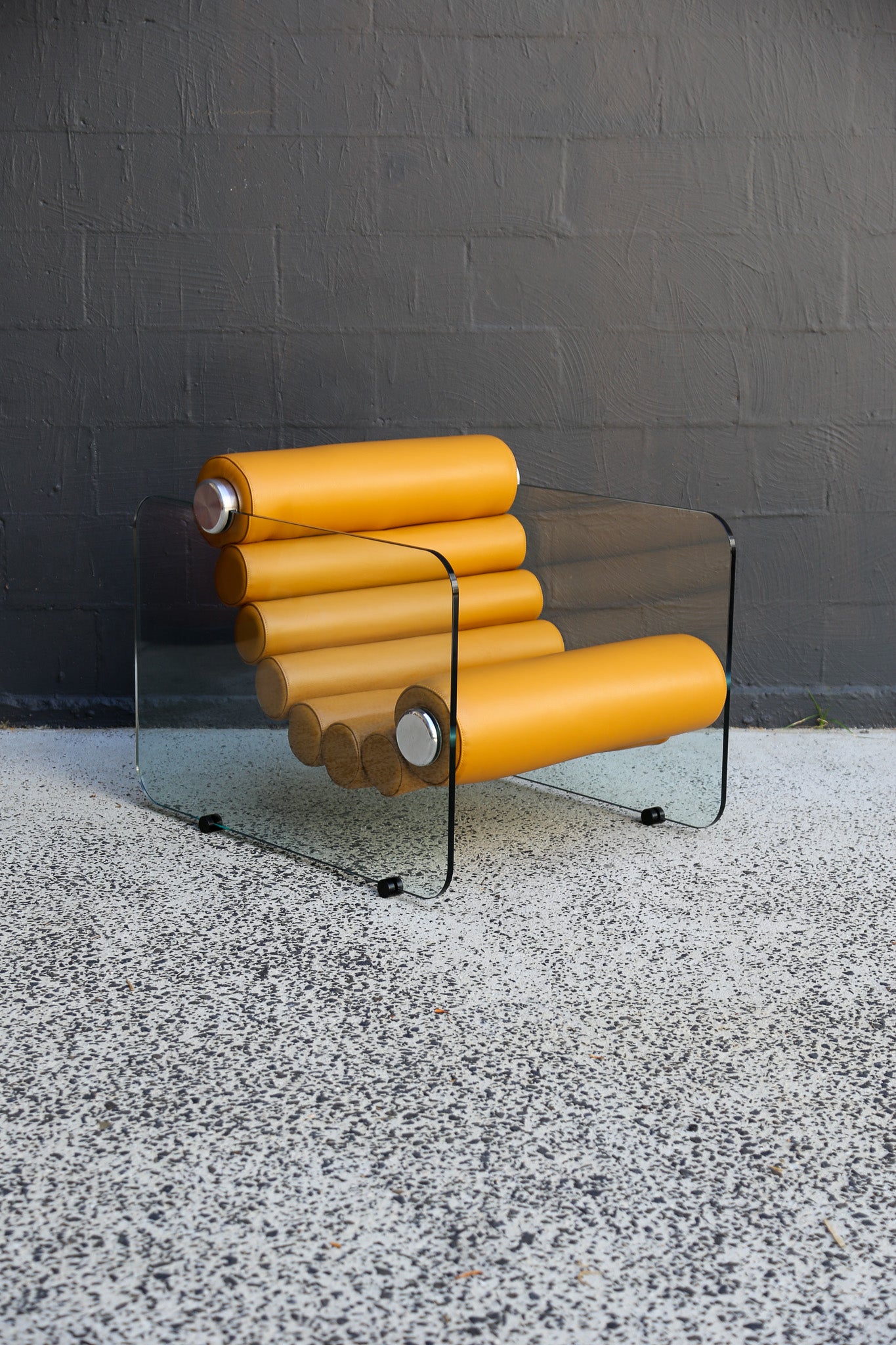 Hyaline Armchair by Fabio Lenci for Standing Italy in Mustard Leather 1970's