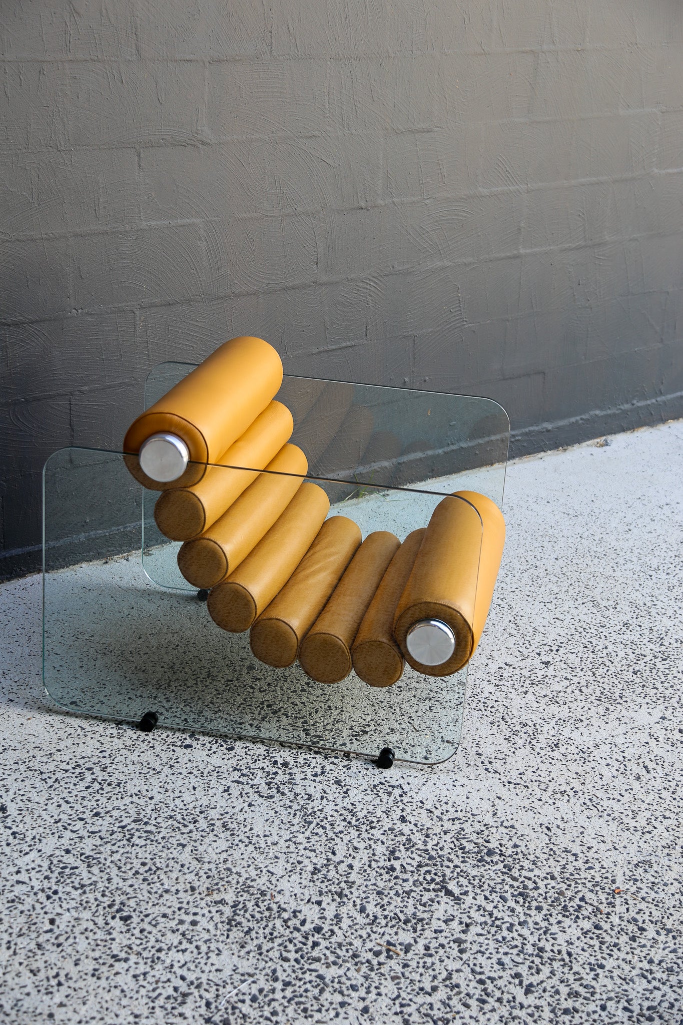 Hyaline Armchair by Fabio Lenci for Standing Italy in Mustard Leather 1970's