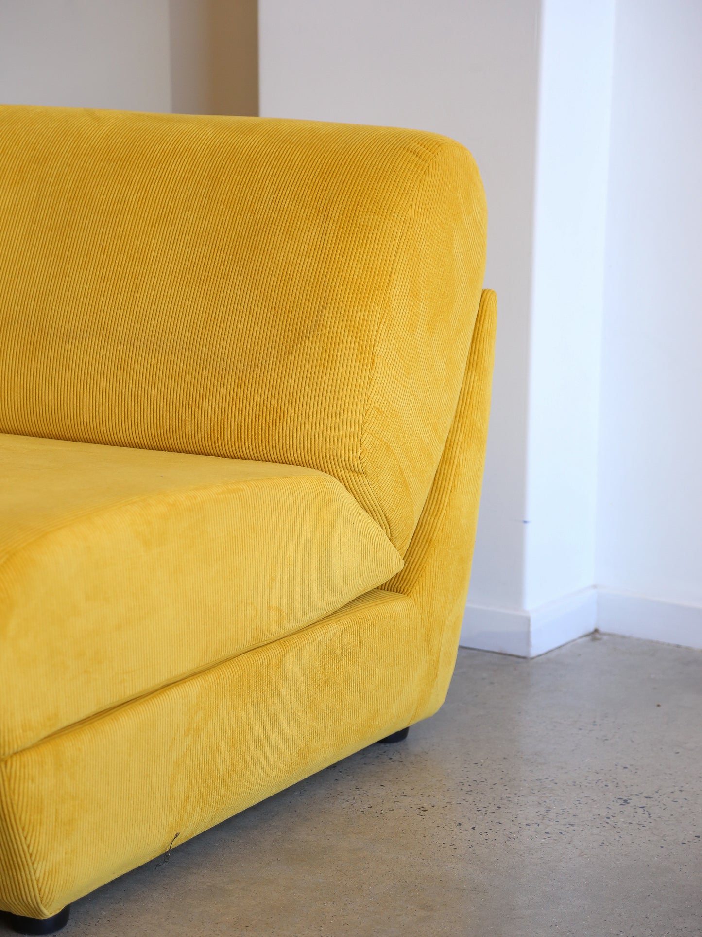 Zanotta Set of Two Yellow Velvet Lounge Chairs