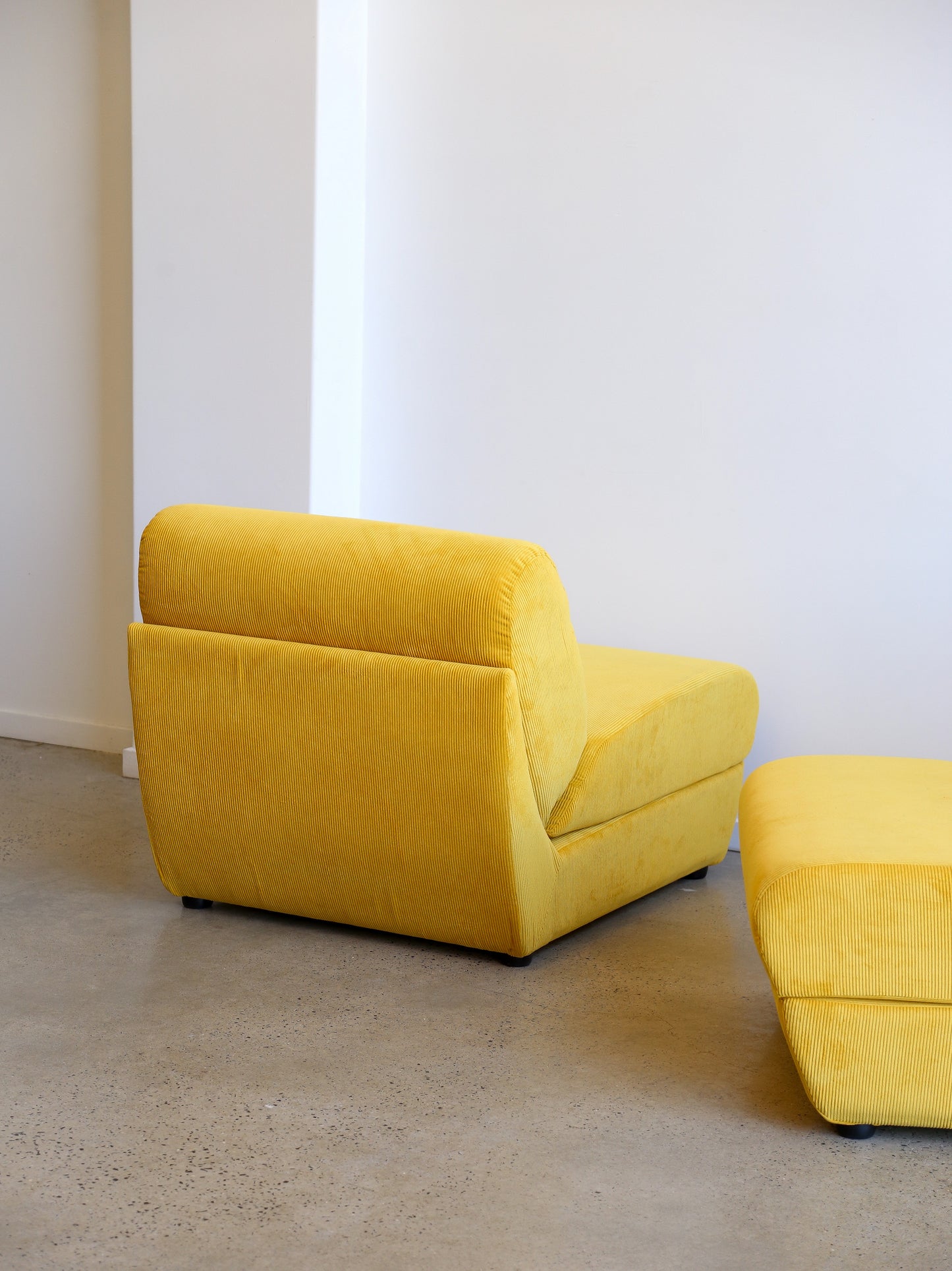 Zanotta Set of Two Yellow Velvet Lounge Chairs