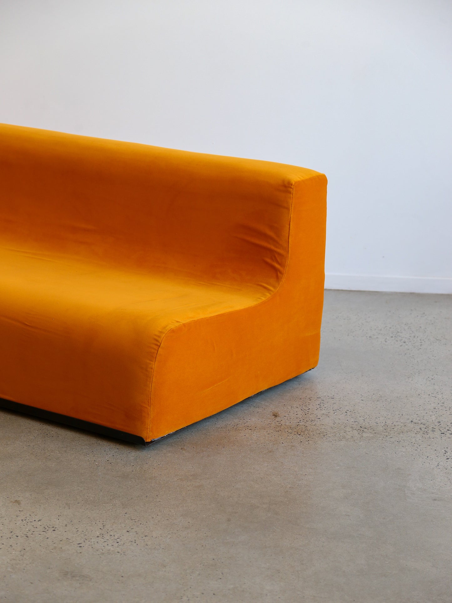 Space Age Three Seater Orange Velvet Sofa
