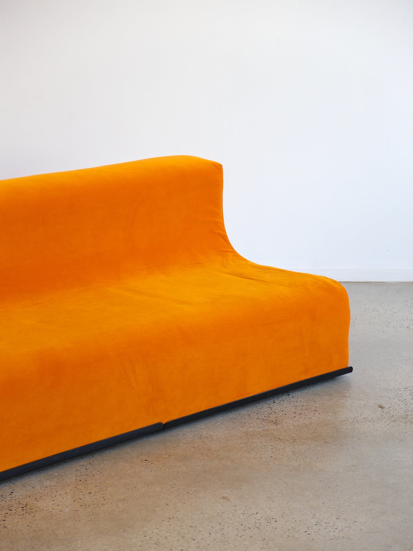 Space Age Three Seater Orange Velvet Sofa