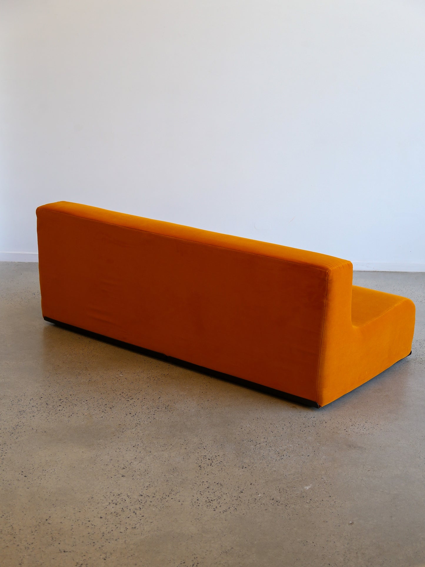 Space Age Three Seater Orange Velvet Sofa