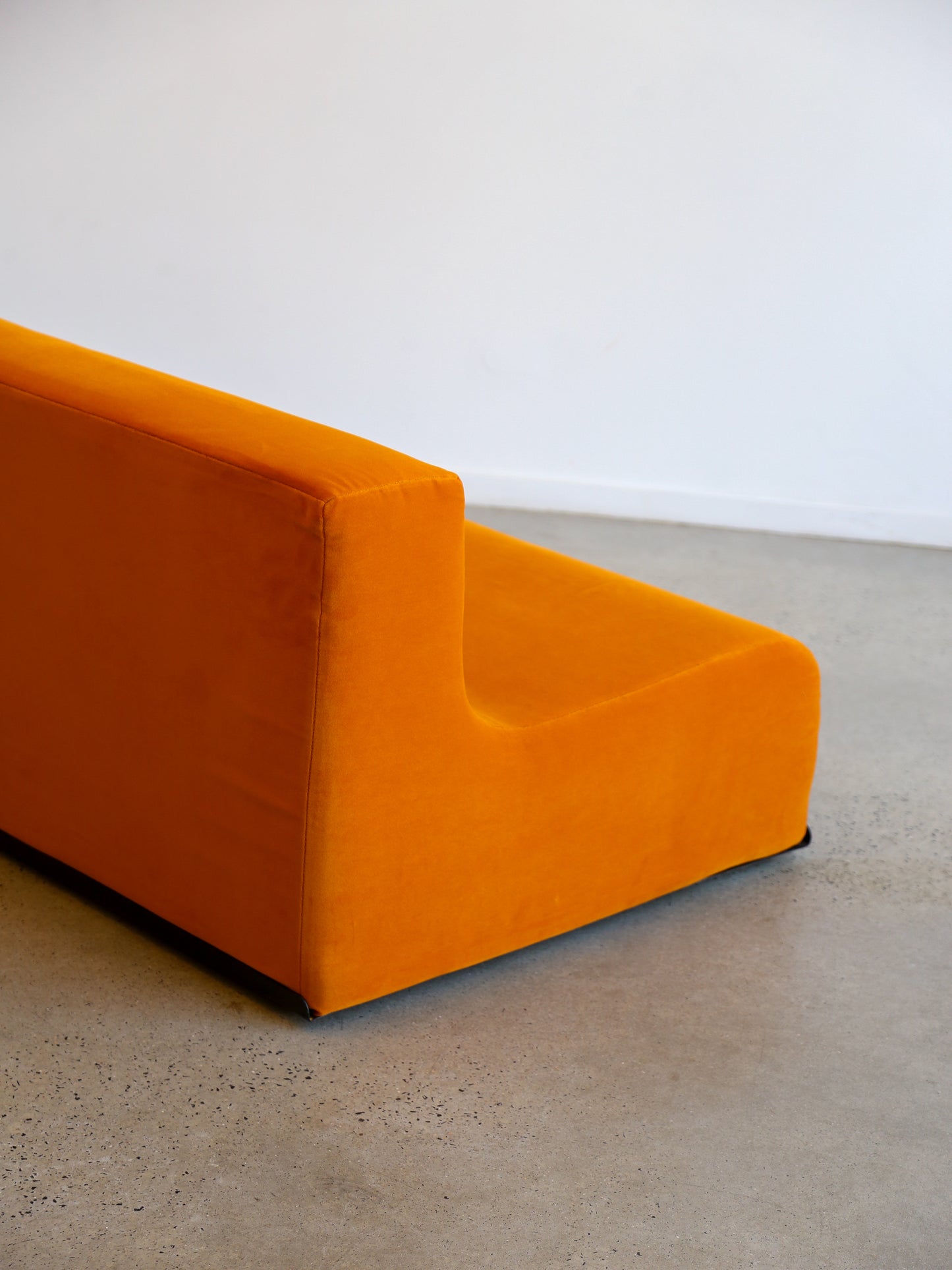 Space Age Three Seater Orange Velvet Sofa